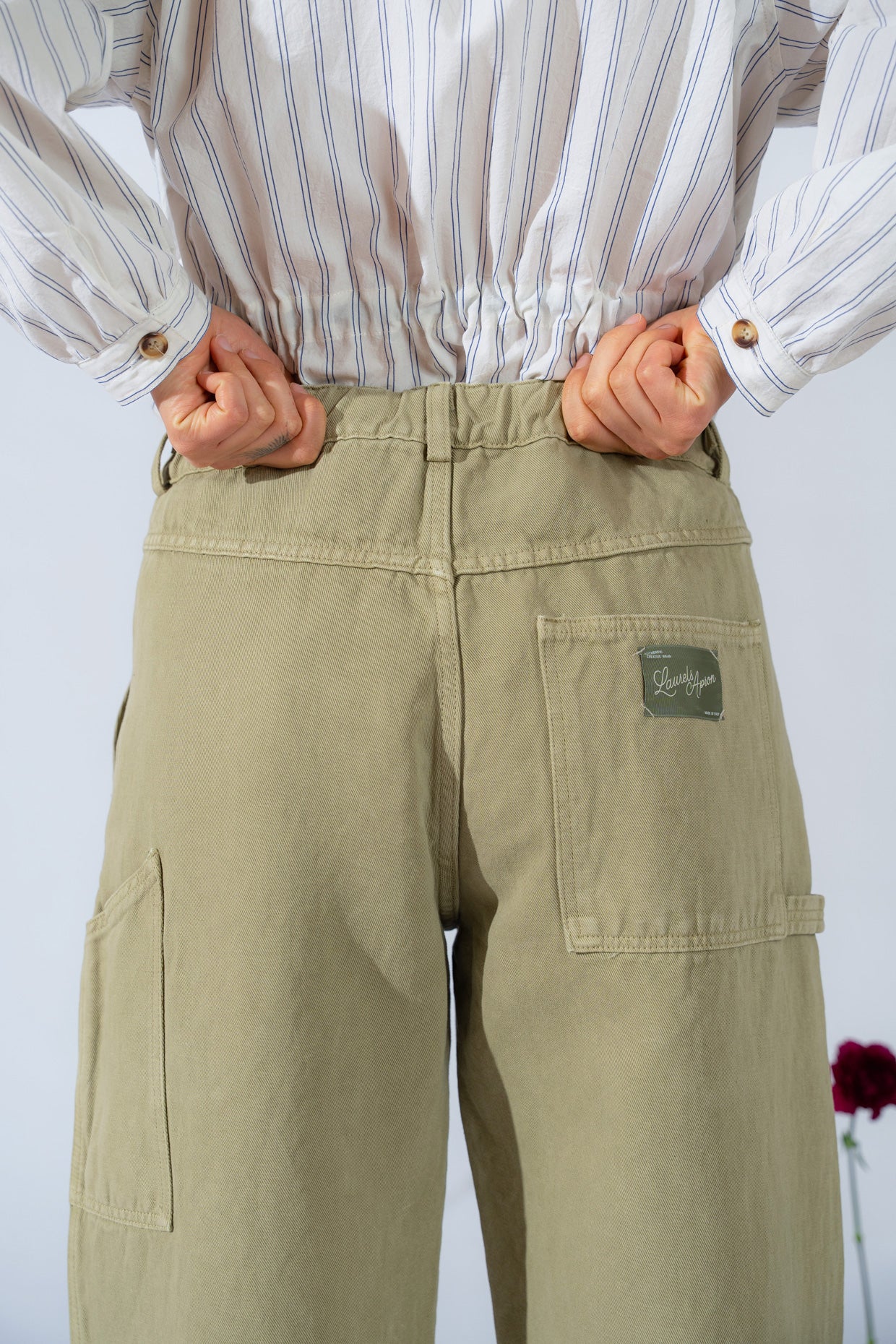 Apollo-Hose aus Hanf-Denim mit Gummizug in der Taille – Kiwi-Grün