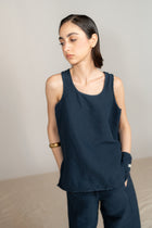 Top Tessa in Canapa Cotone - Blu navy