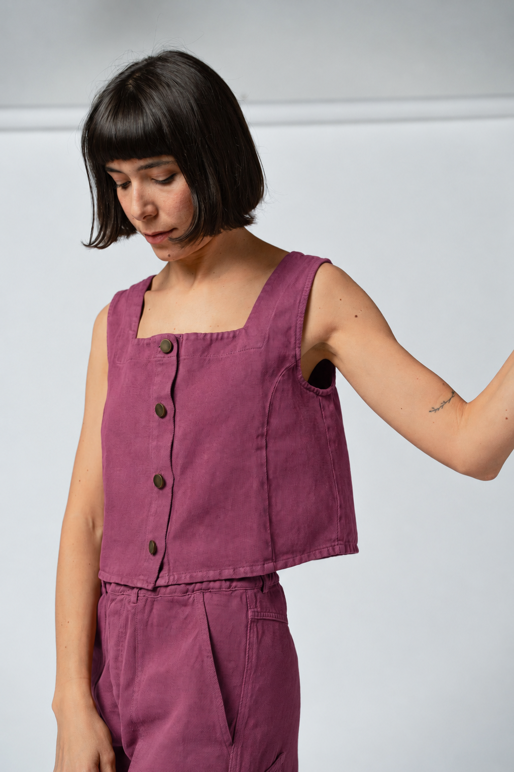 Top Yoko quadratischer Ausschnitt - braun Siena