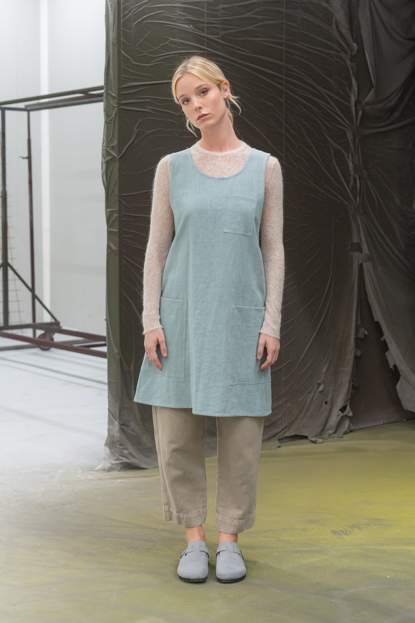 Schürze/Kleid für Damen – Aquagrün