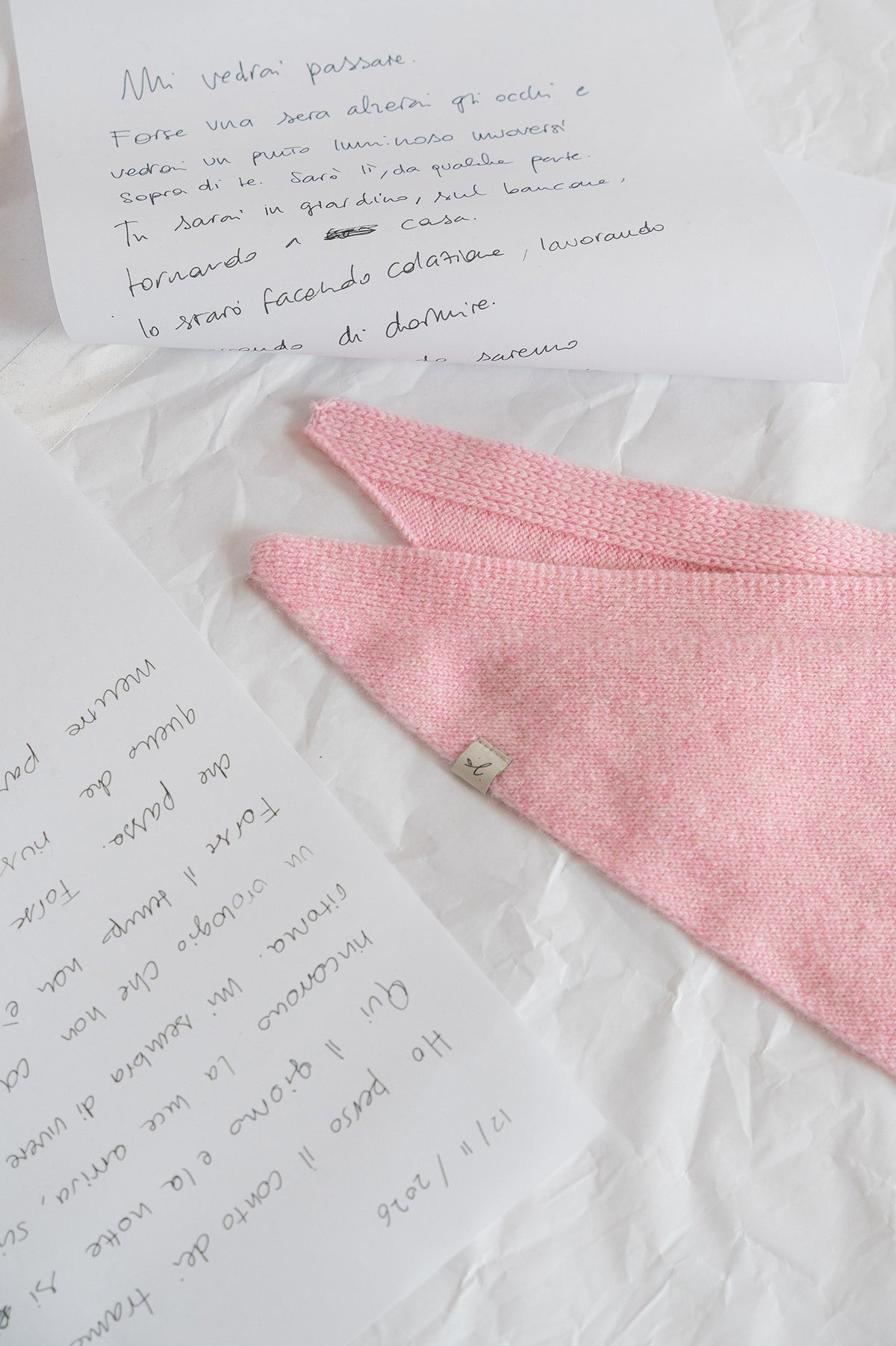 Sciarpa Triangolo in lana e cashmere - rosa Cipria