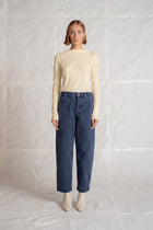 Pantaloni Apollo in cotone con elastico in vita - Blu lavoro Old