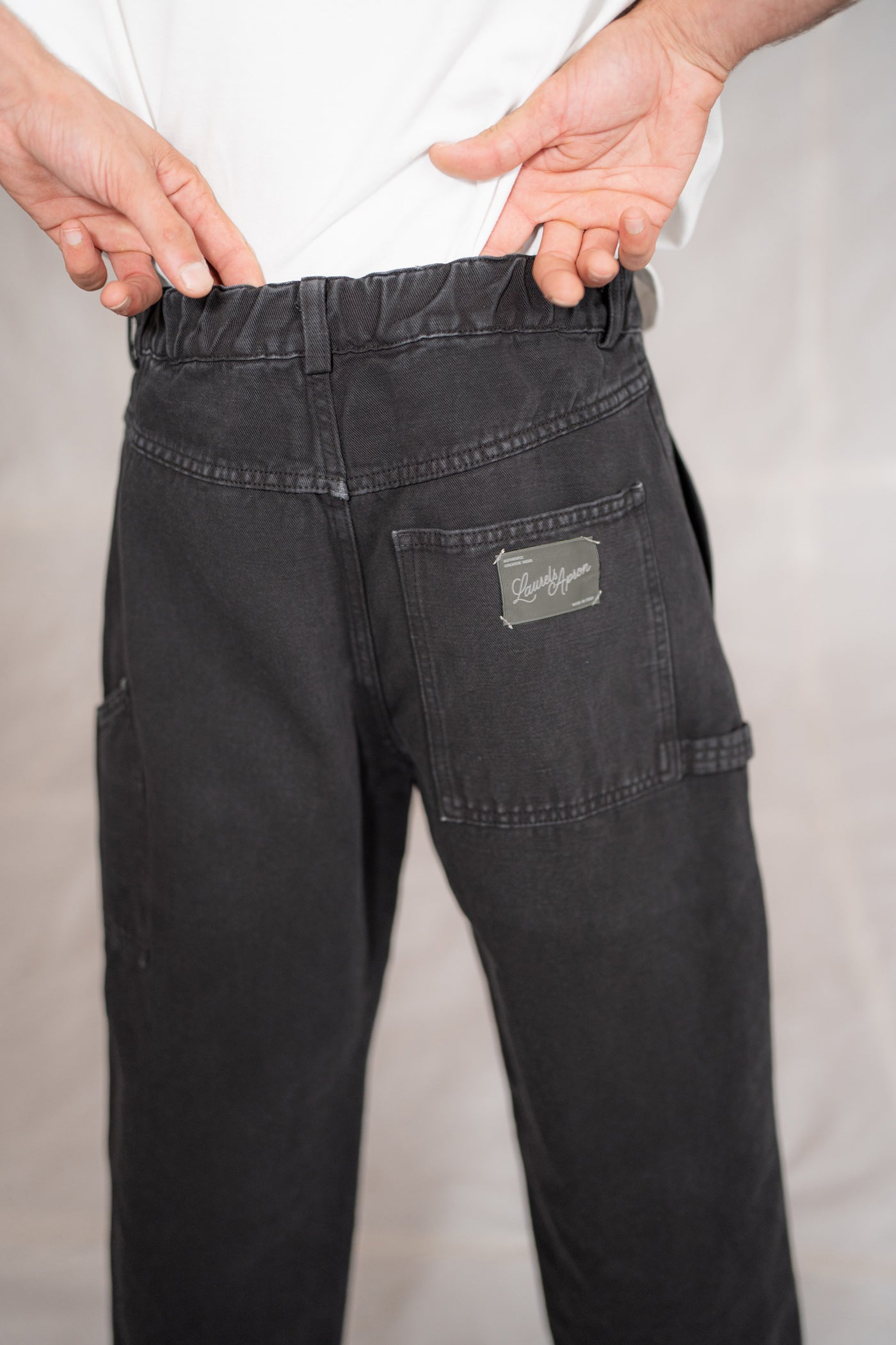 Pantaloni Apollo uomo in denim di canapa con elastico in vita - nero Old