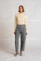 Jeans Apollo cotone canapa con elastico in vita - grigio stonewashed