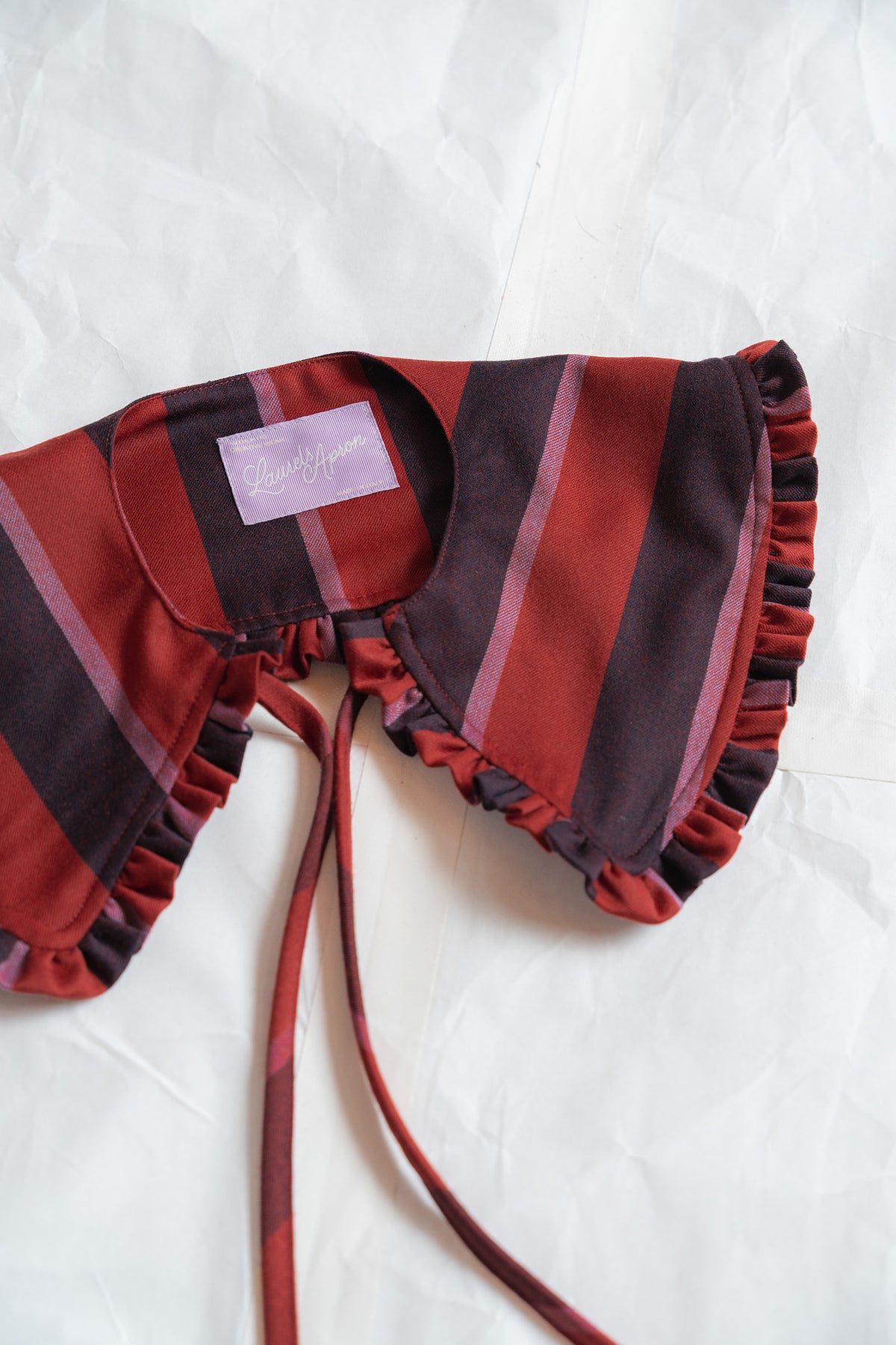 Colletto in lana vergine - righe rosso e blu
