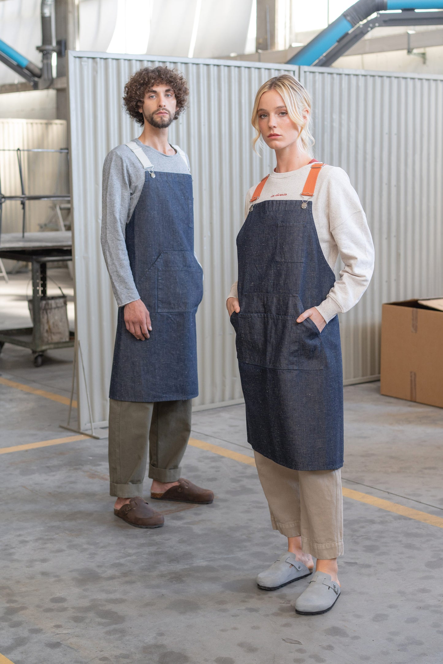 Grembiule Unisex - Jeans Cotone-Lino