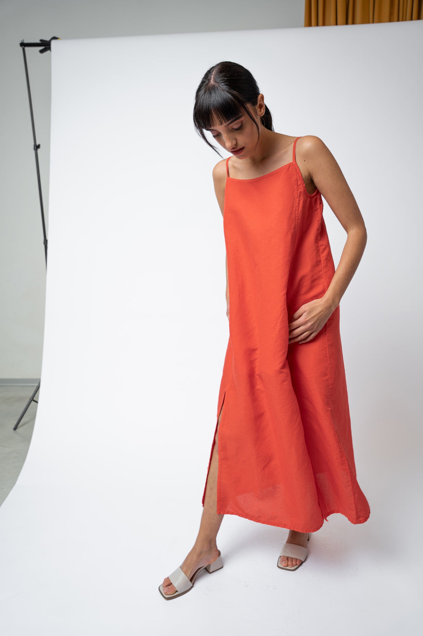 Vestito Aria con tasche e spacchi laterali - rosso Papavero
