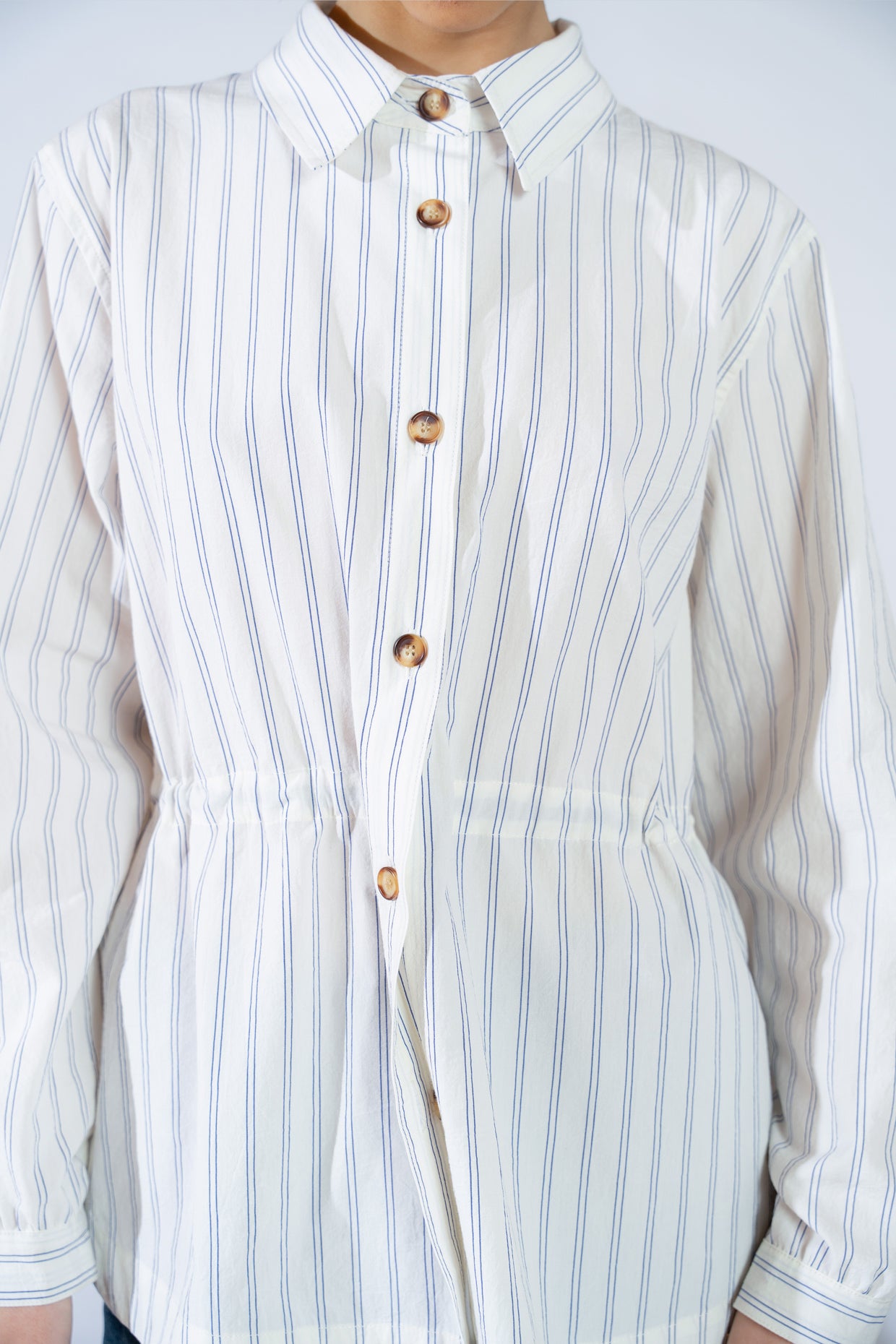 R - Camicia Vera bianco riga blu - XS/S