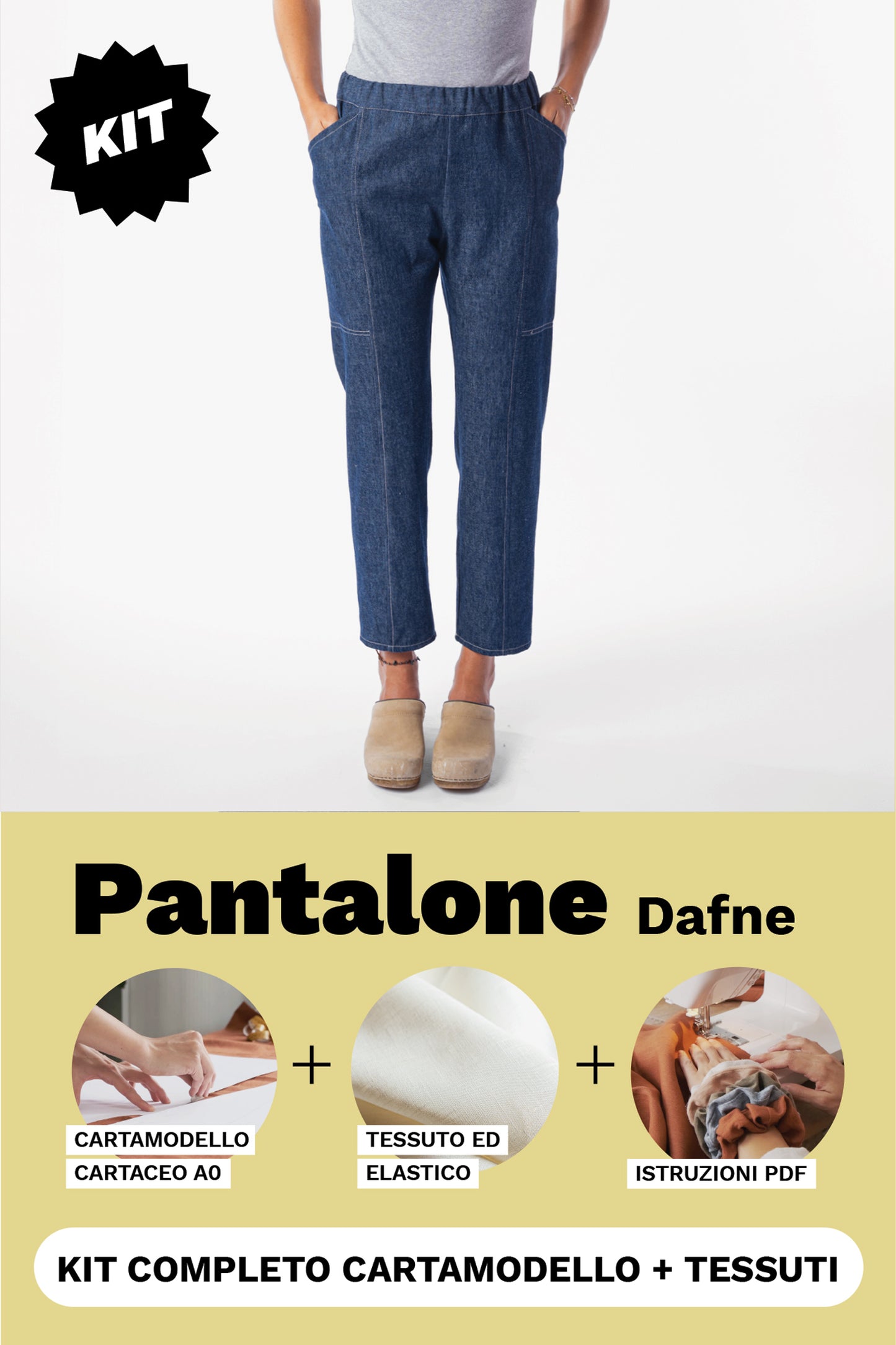 KIT pantalone Dafne: Cartamodello Cartaceo + Tessuto