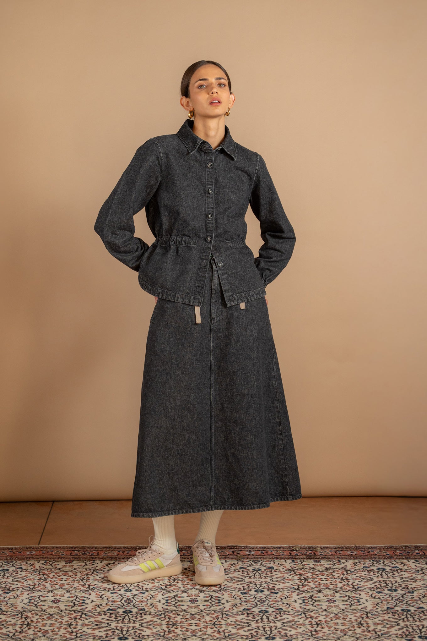 Overshirt Jeans Eva – Schwarz stonewashed