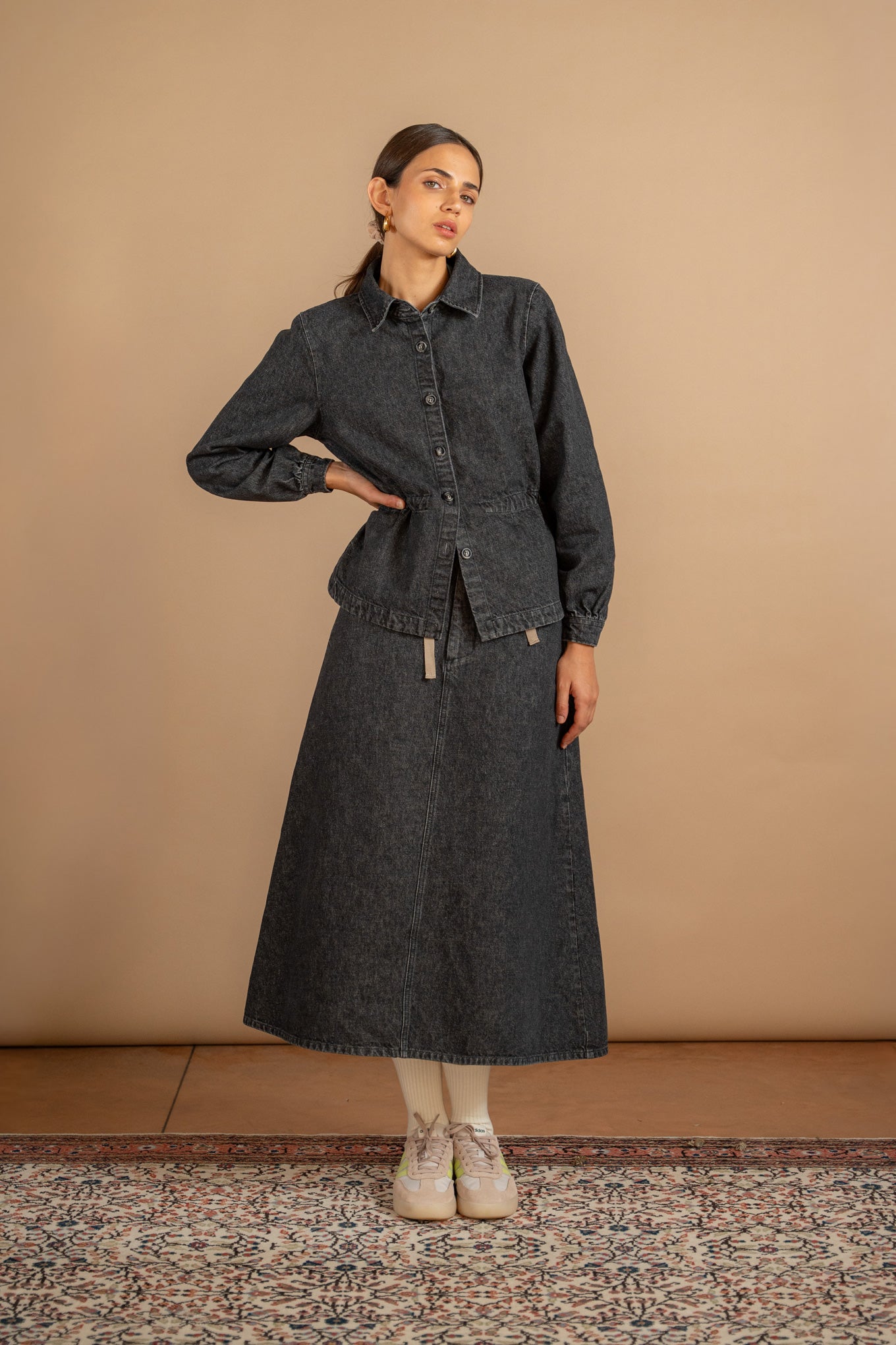 Overshirt Jeans Eva – Schwarz stonewashed