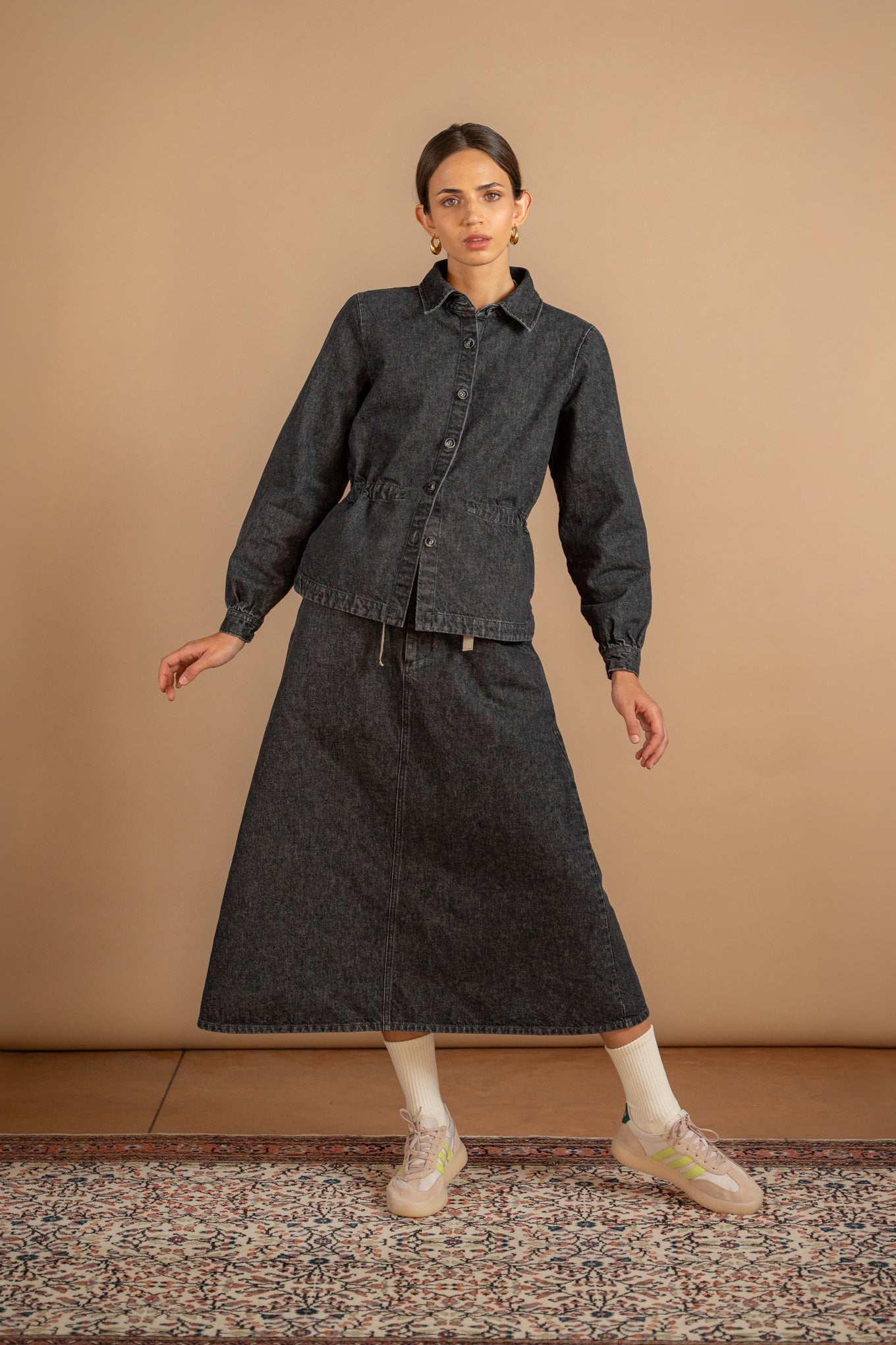 Overshirt Jeans Eva – Schwarz stonewashed