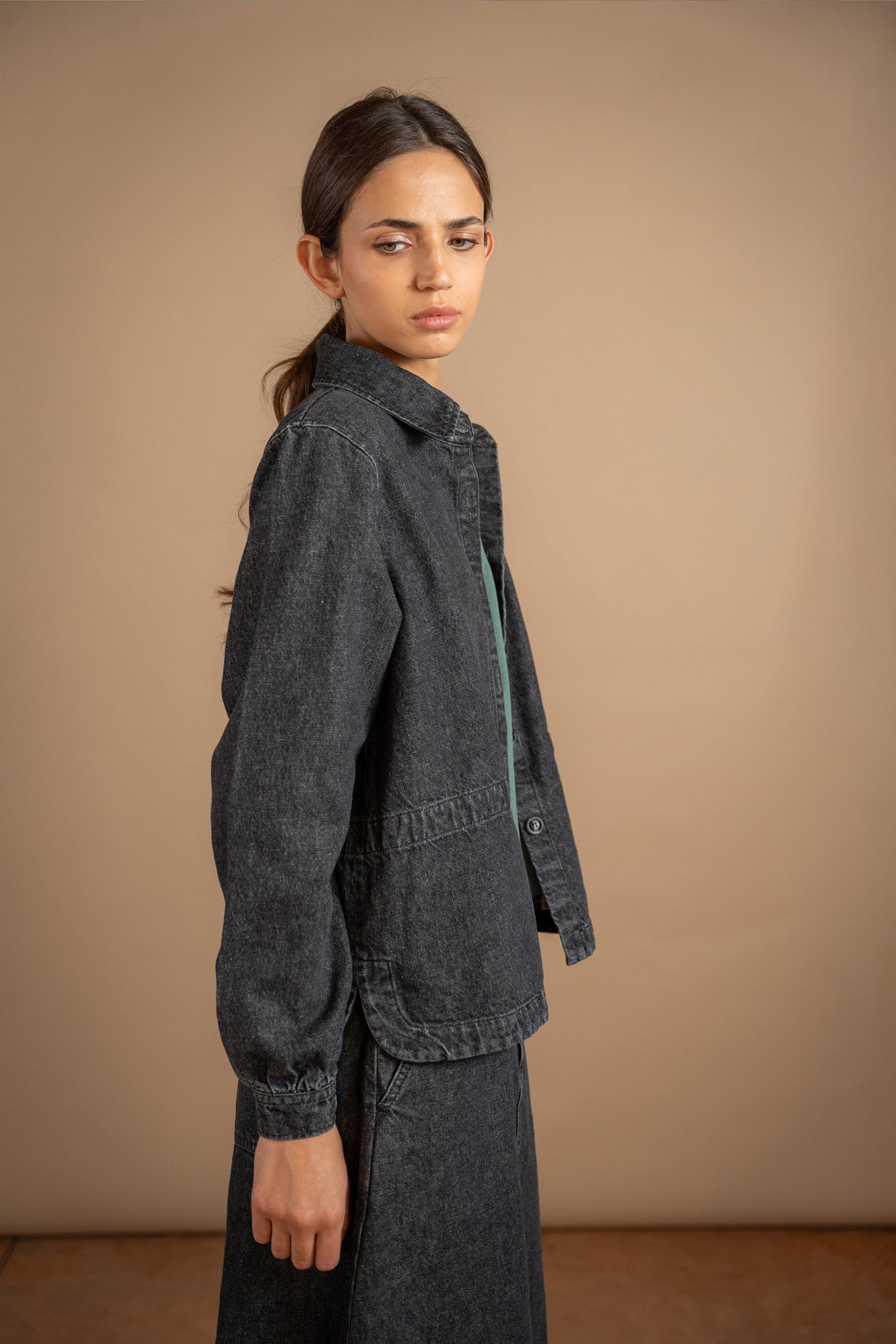 Overshirt Jeans Eva – Schwarz stonewashed