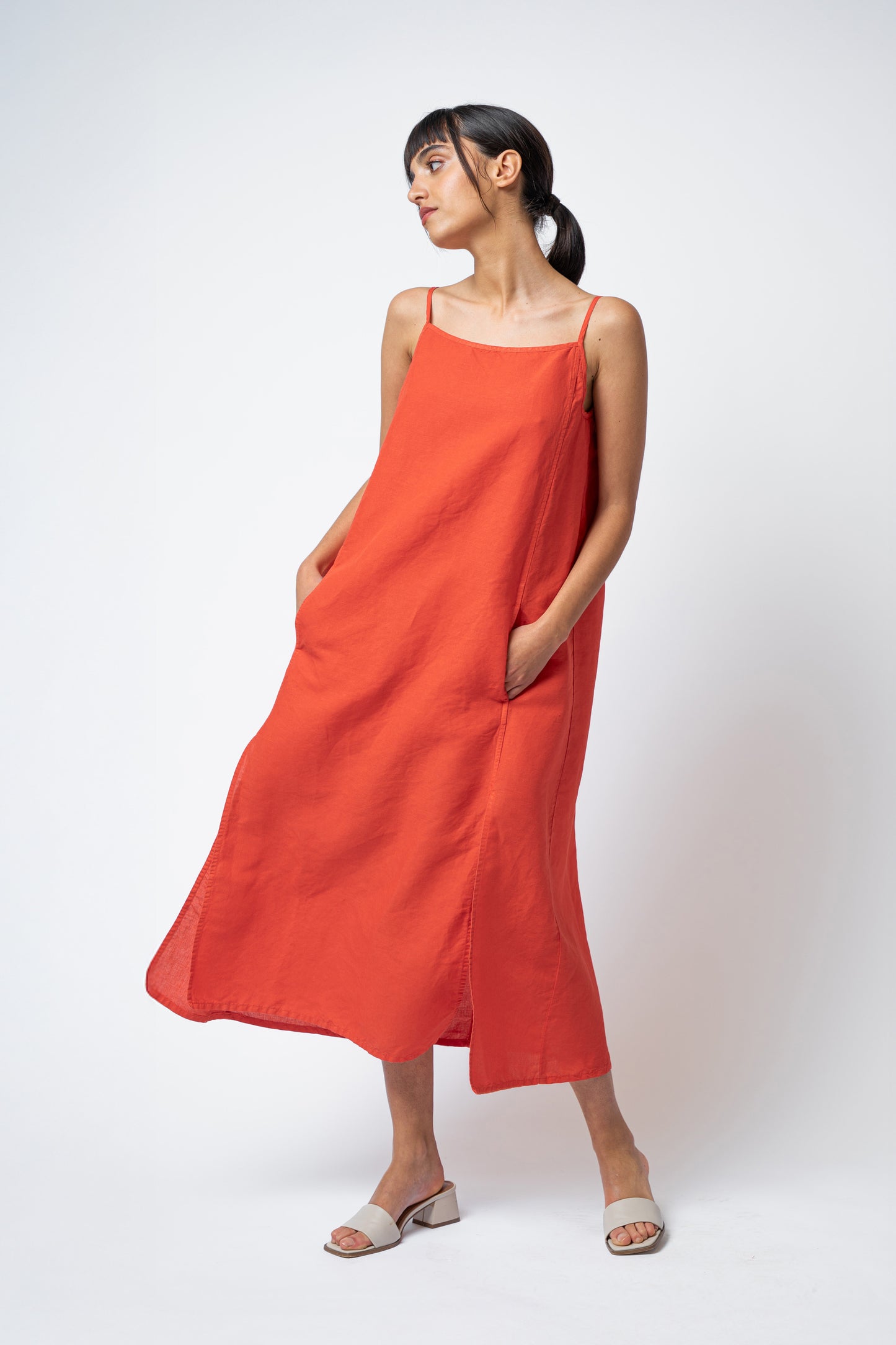 Vestito Aria con tasche e spacchi laterali - rosso Papavero