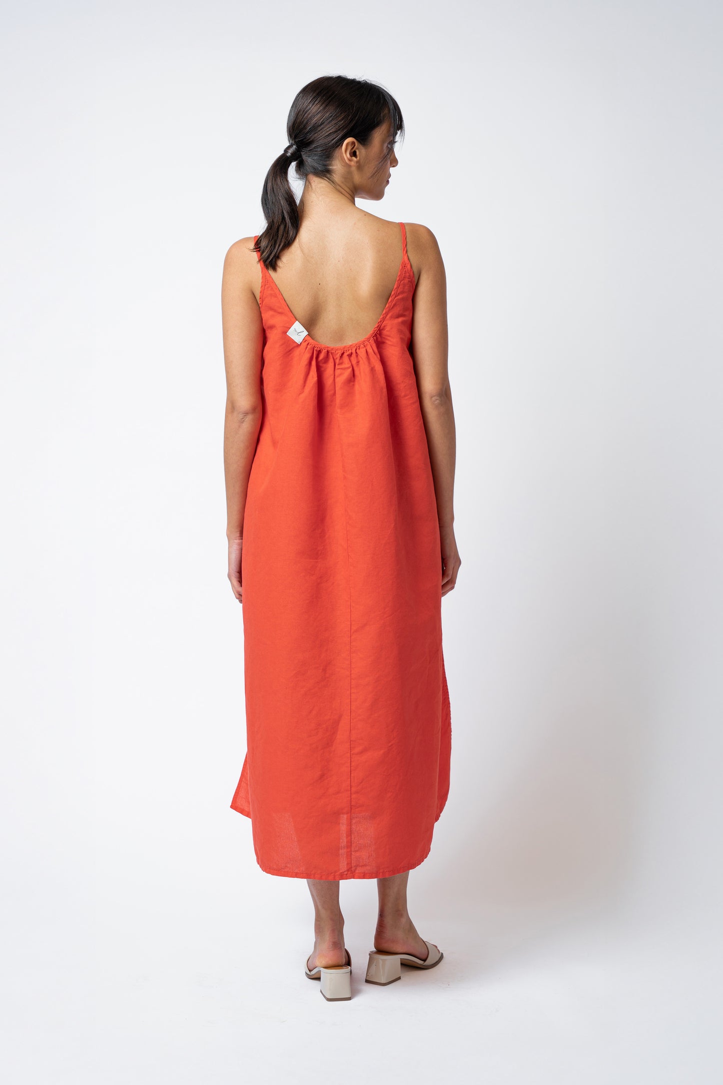 Vestito Aria con tasche e spacchi laterali - rosso Papavero