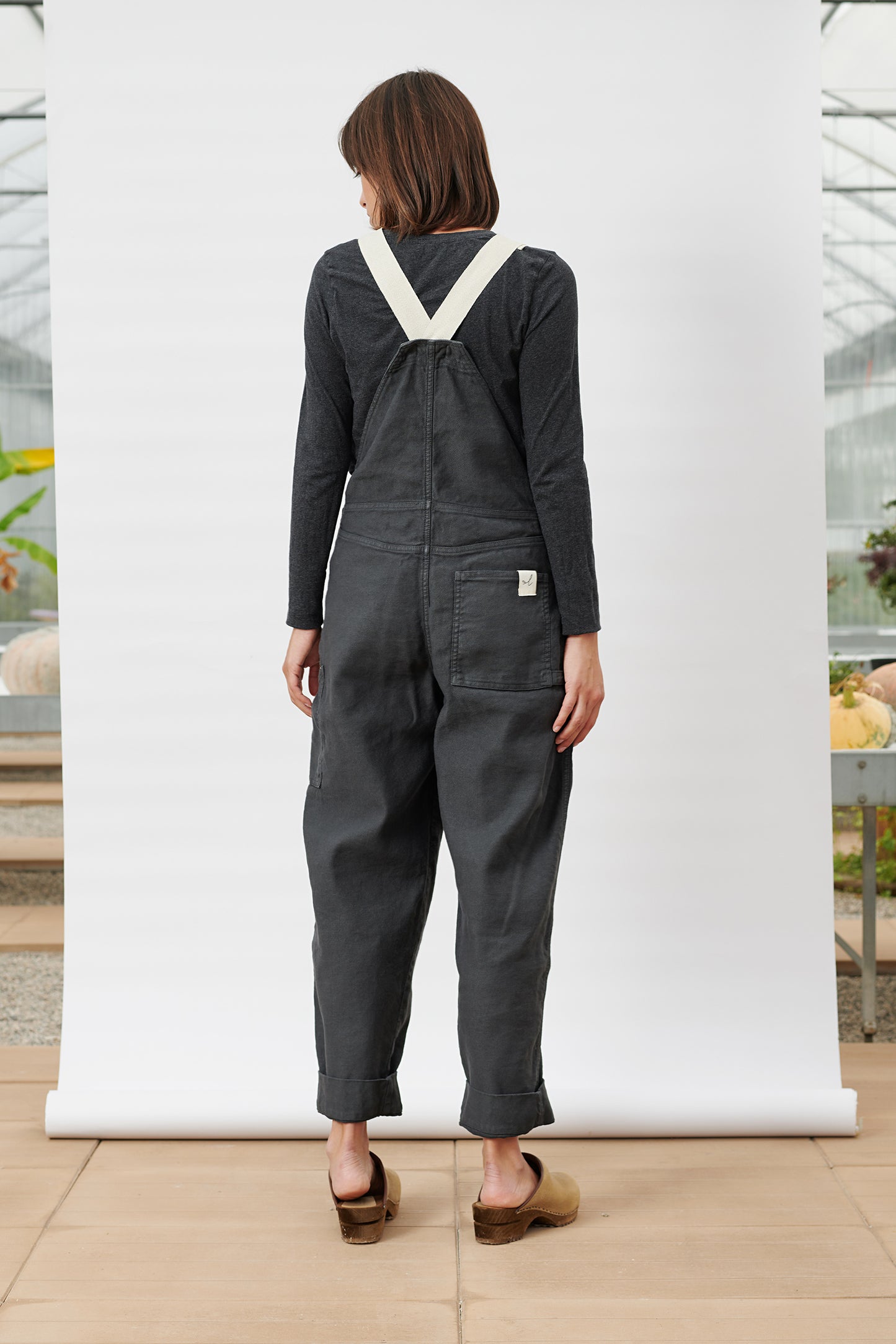 Apollo - Salopette donna in denim di Canapa grigio Ardesia