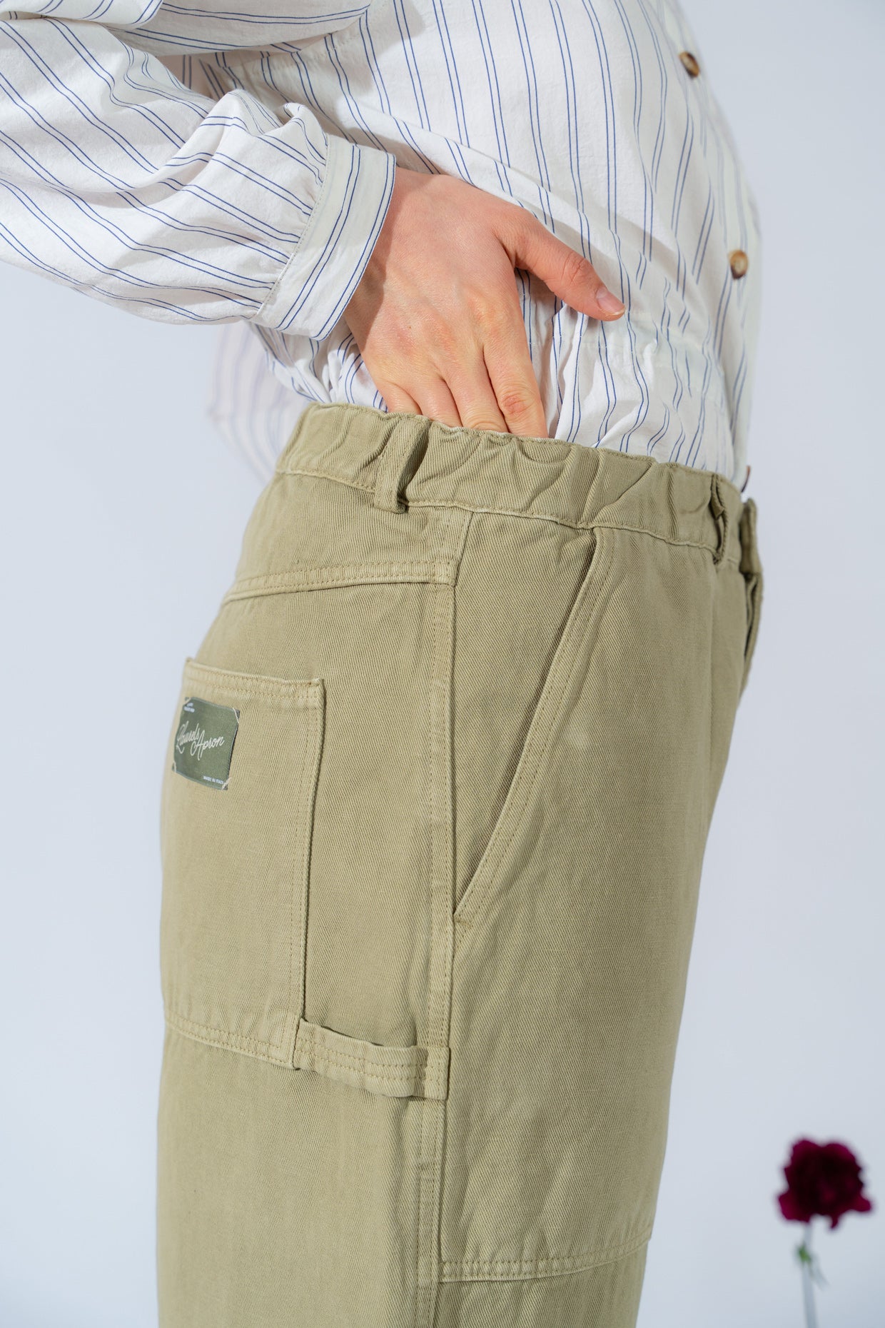 Apollo-Hose aus Hanf-Denim mit Gummizug in der Taille – Kiwi-Grün