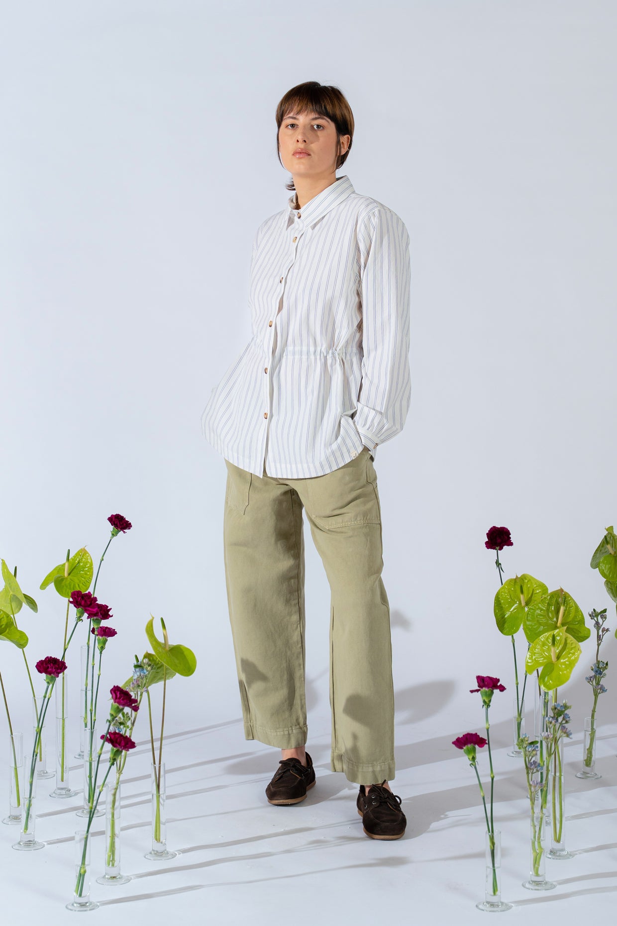Apollo-Hose aus Hanf-Denim mit Gummizug in der Taille – Kiwi-Grün