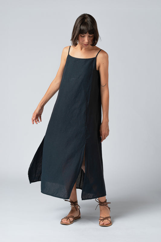 Vestito Aria con tasche e spacchi laterali - blu Notte