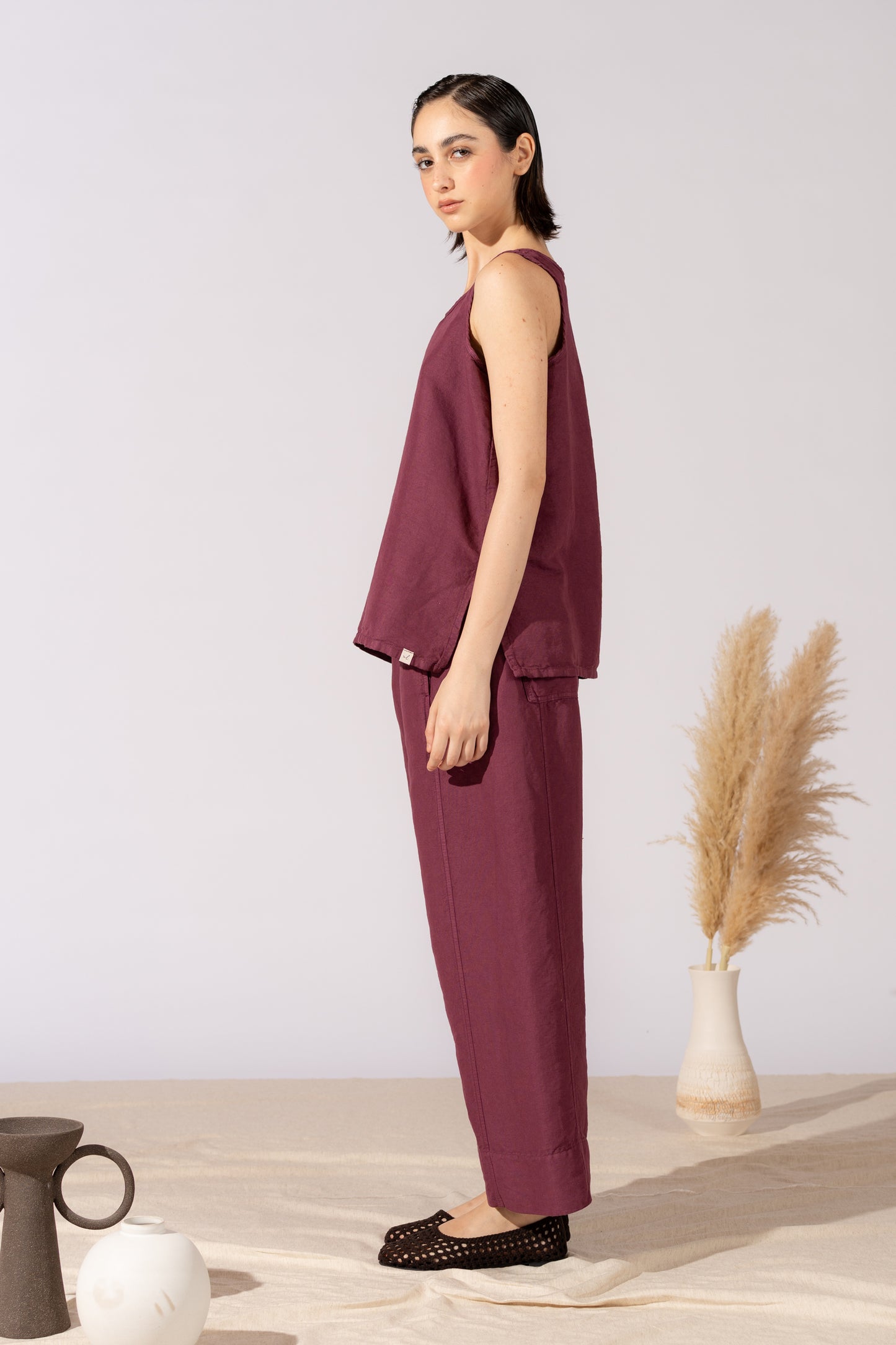 Top Tessa in Canapa Cotone - Amaranto