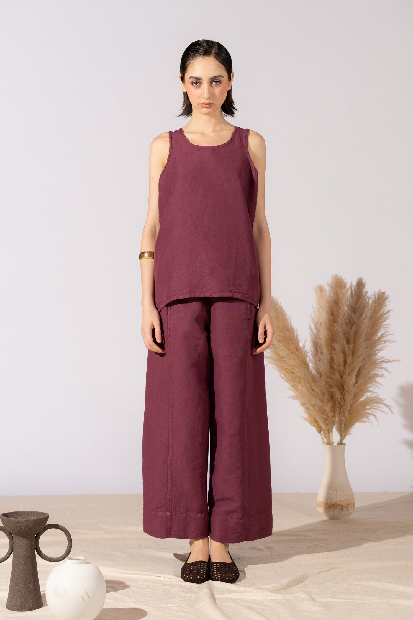 Top Tessa in Canapa Cotone - Amaranto