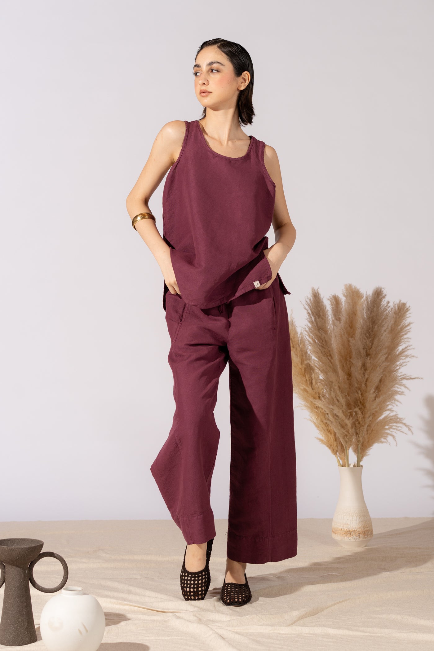 Top Tessa in Canapa Cotone - Amaranto