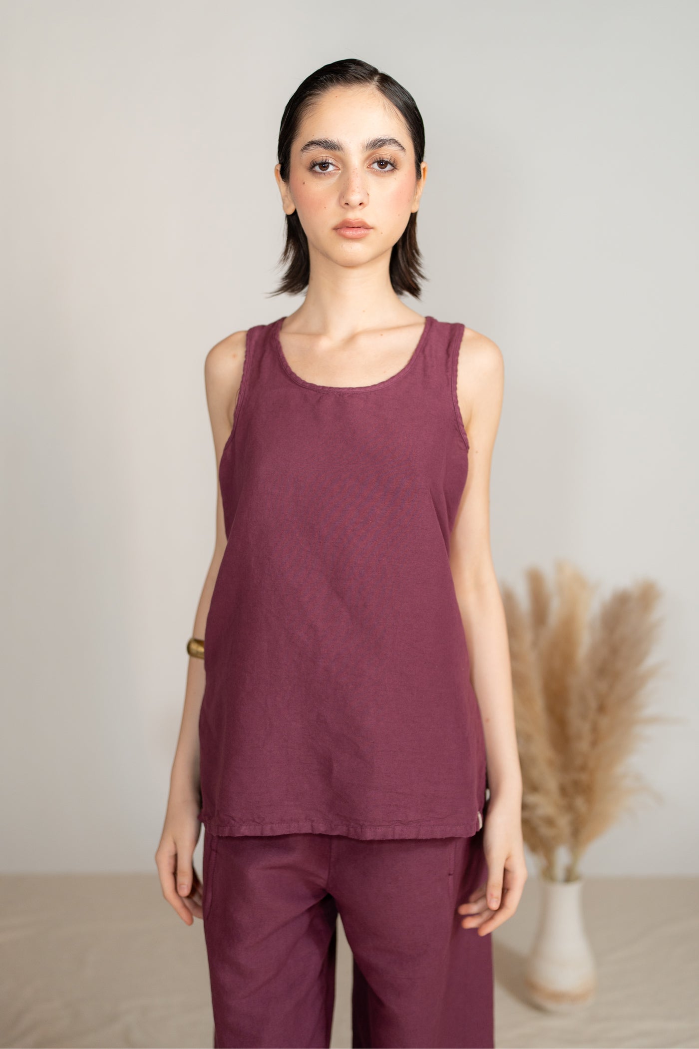 Top Tessa in Canapa Cotone - Amaranto
