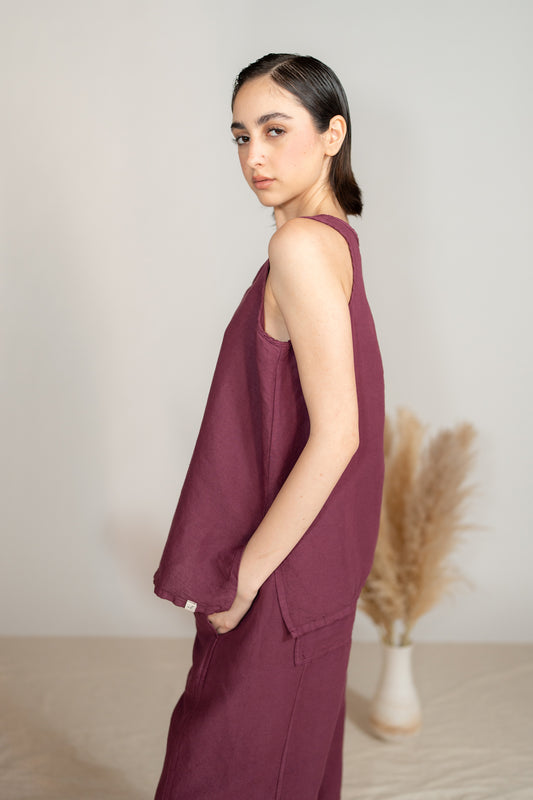 Top Tessa in Canapa Cotone - Amaranto