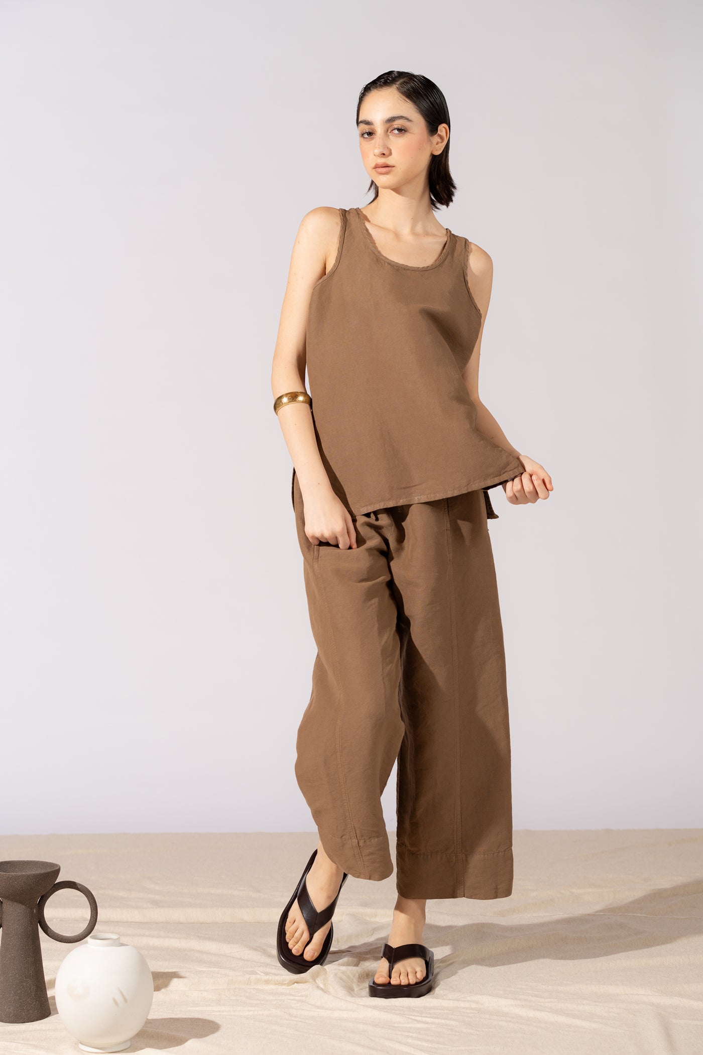 Top Tessa in Canapa Cotone - Marrone