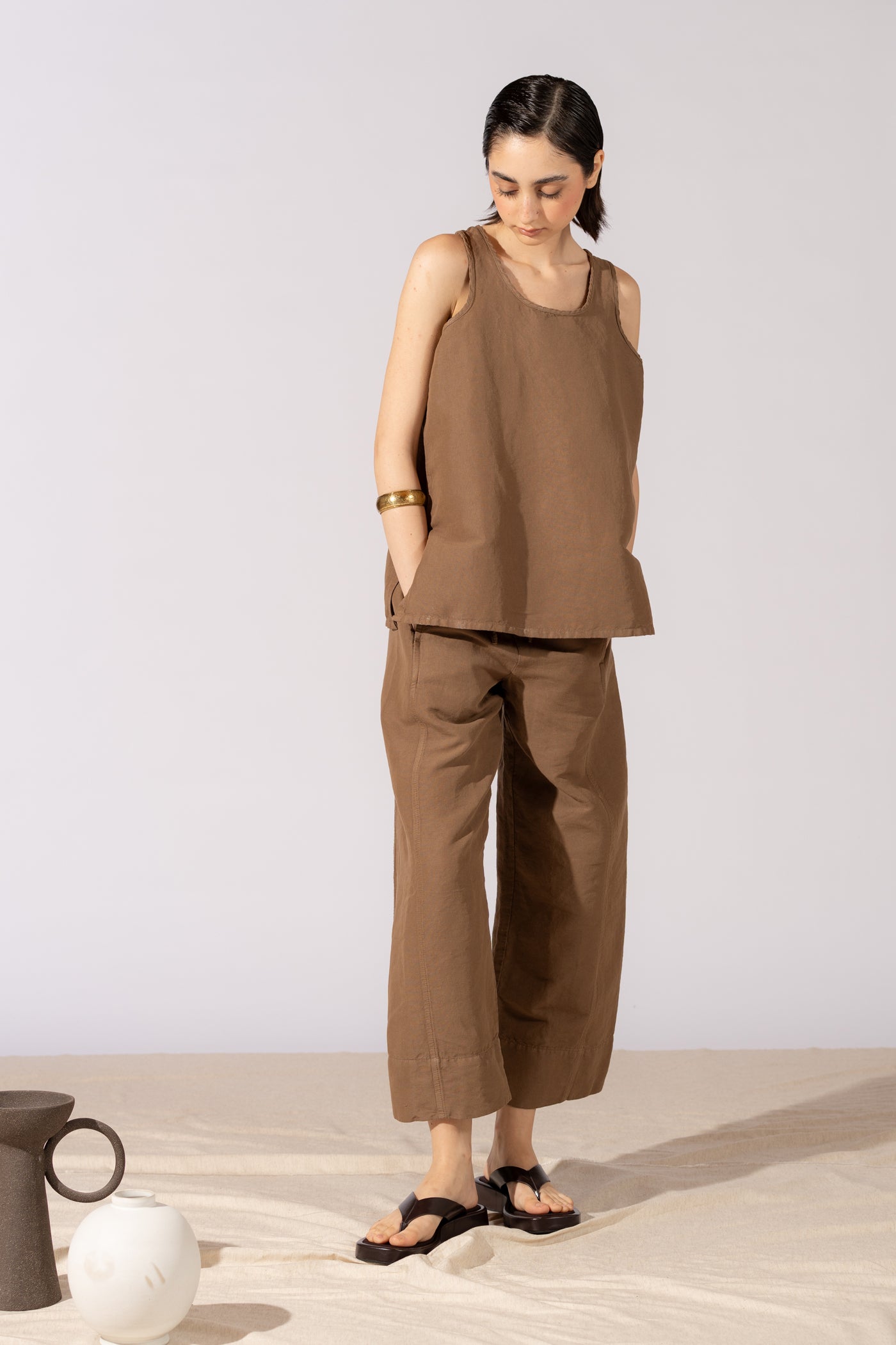 Top Tessa in Canapa Cotone - Marrone