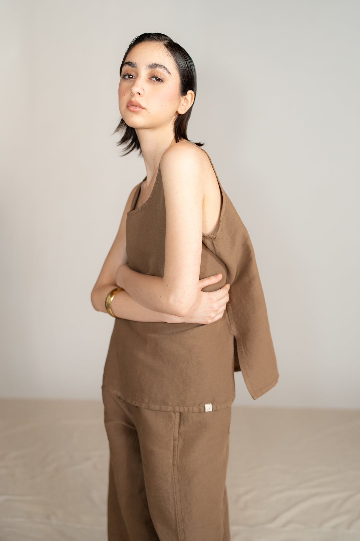 Top Tessa in Canapa Cotone - Marrone