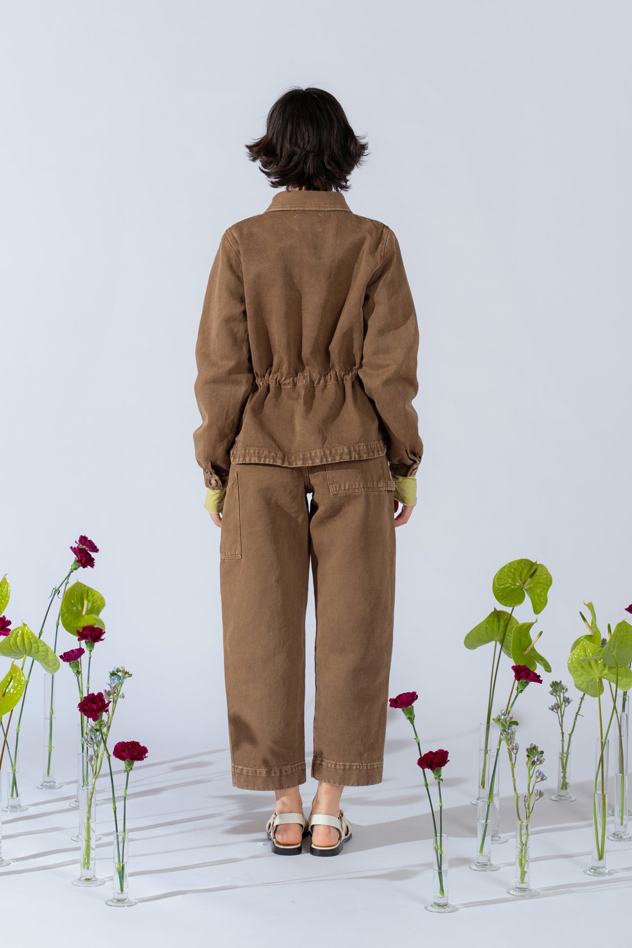 Overshirt Eva mit Kordelzug aus Hanf-Denim – Old Brown