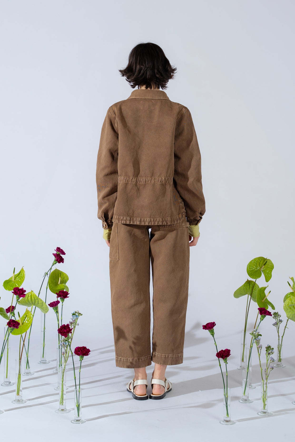 Overshirt Eva mit Kordelzug aus Hanf-Denim – Old Brown