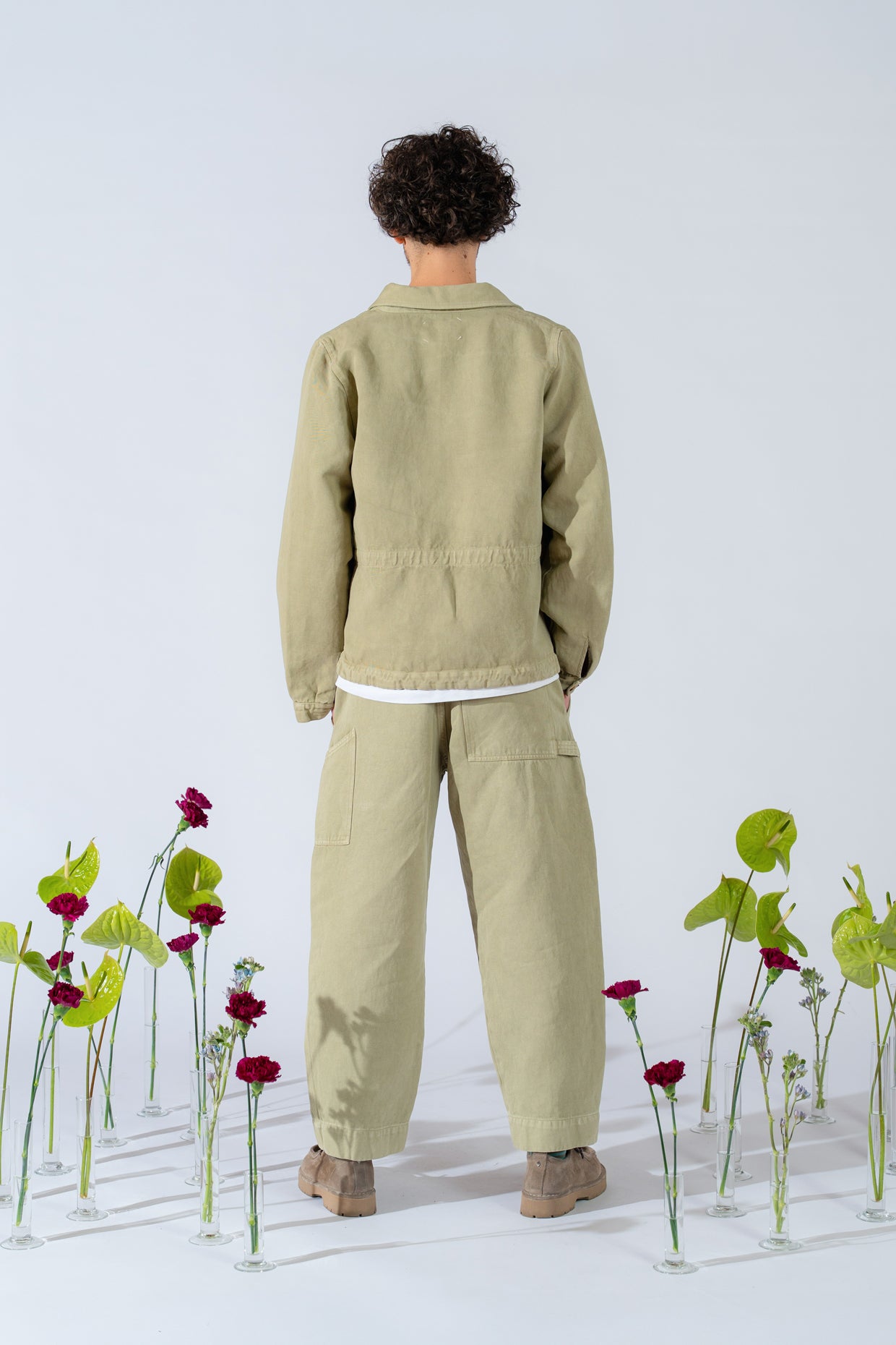 Apollo-Hose aus Hanf-Denim mit Gummizug in der Taille – Kiwi-Grün