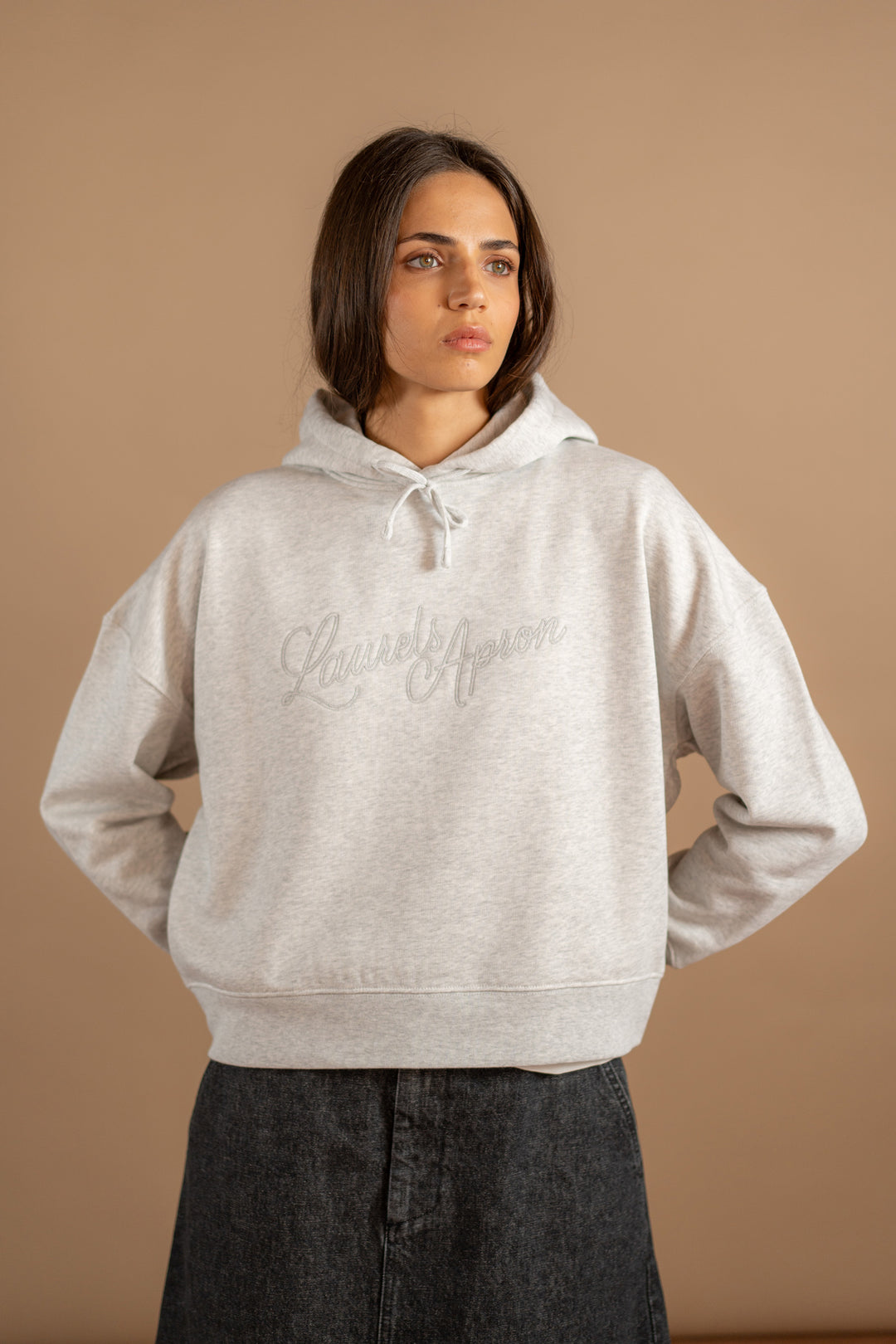 Felpa con cappuccio grigio Melange