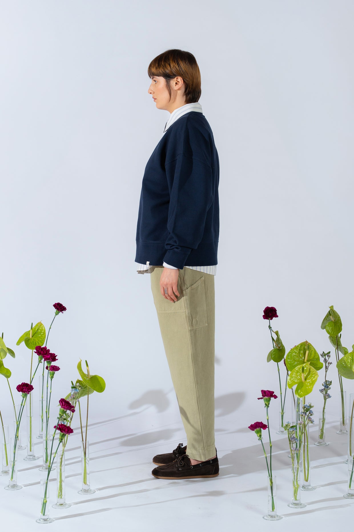 Sweatshirt mit Rundhalsausschnitt „Uno spazio da custodire” (Ein Ort zum Bewahren) – Bio-Baumwolle – Marineblau