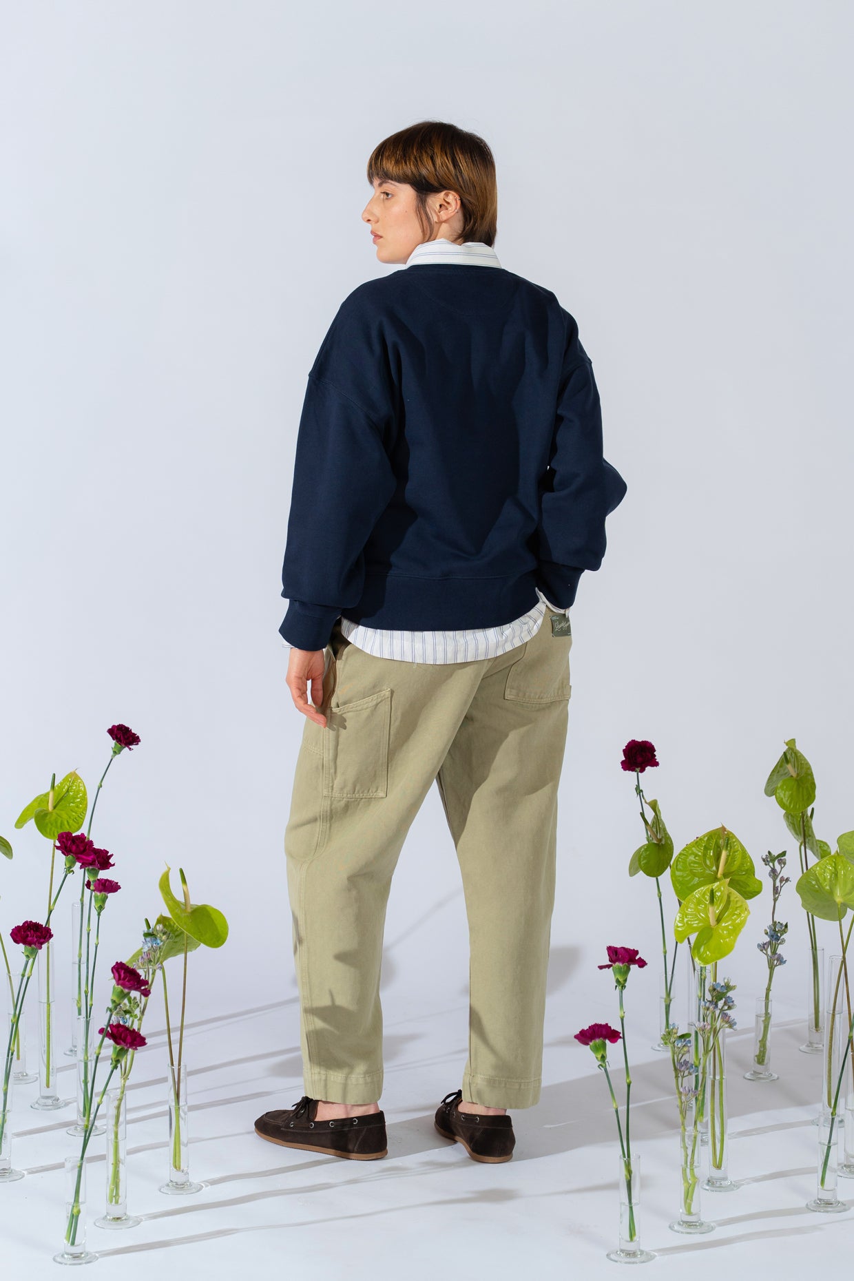 Sweatshirt mit Rundhalsausschnitt „Uno spazio da custodire” (Ein Ort zum Bewahren) – Bio-Baumwolle – Marineblau