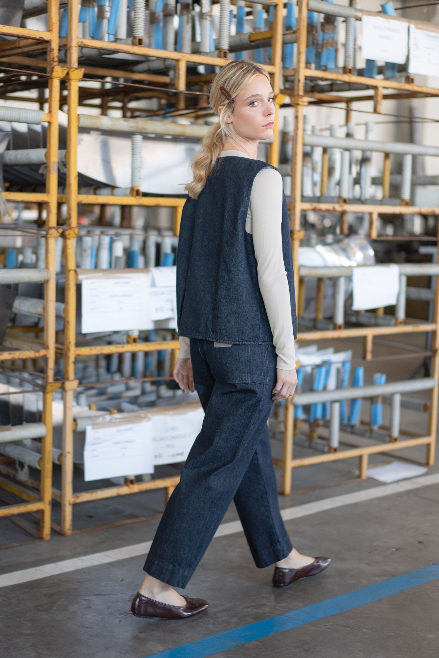 Gilet reversibile Iris - Jeans + check