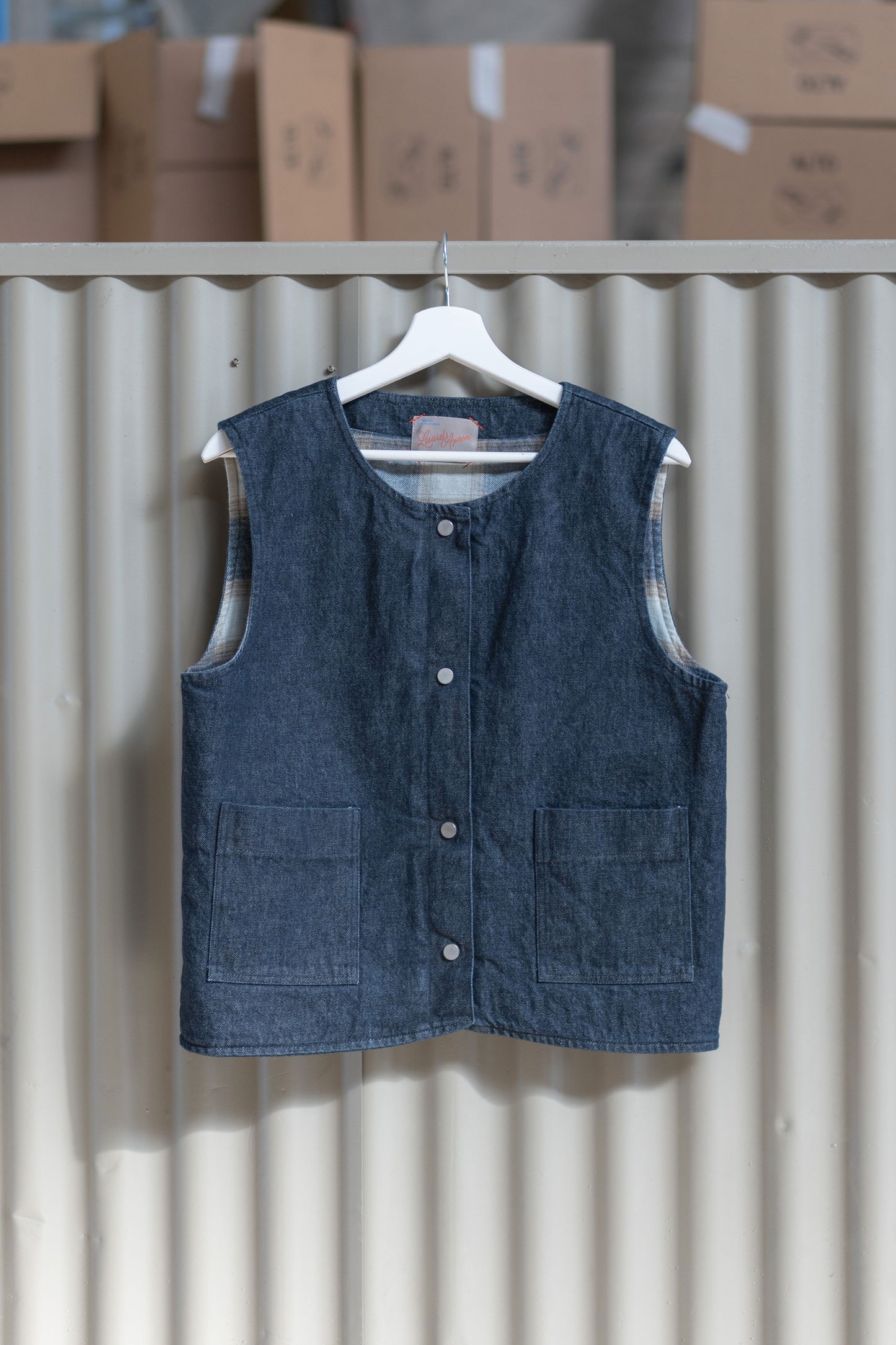 Gilet reversibile Iris - Jeans + check