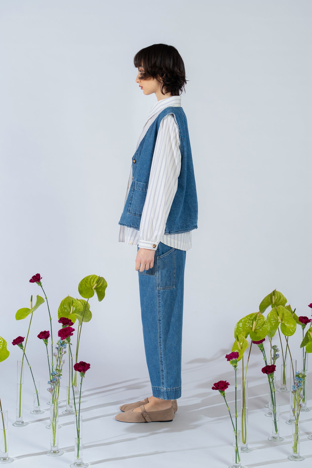 Weste Vega mit Futter – Blaue Jeans Washed