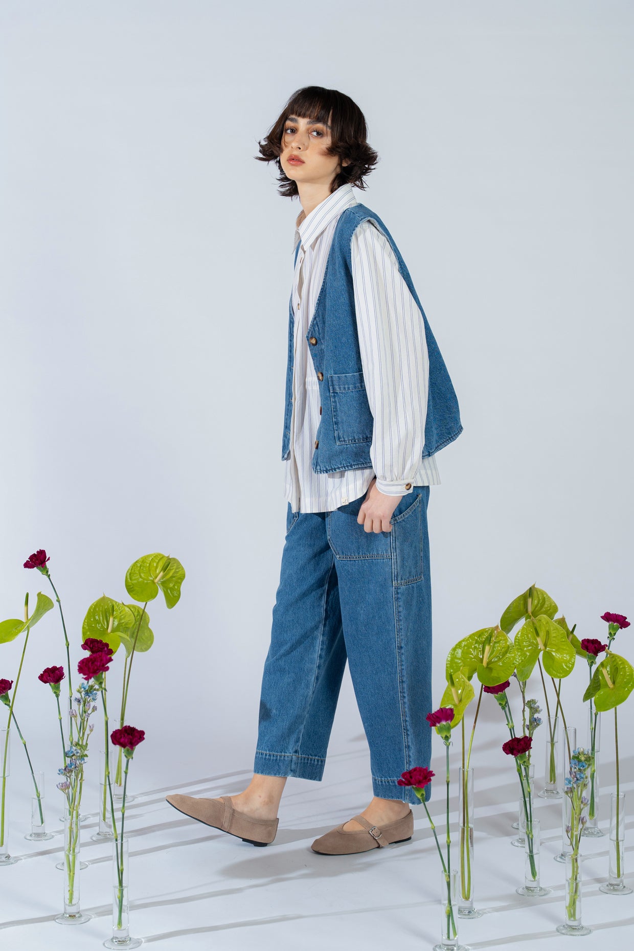 Weste Vega mit Futter – Blaue Jeans Washed