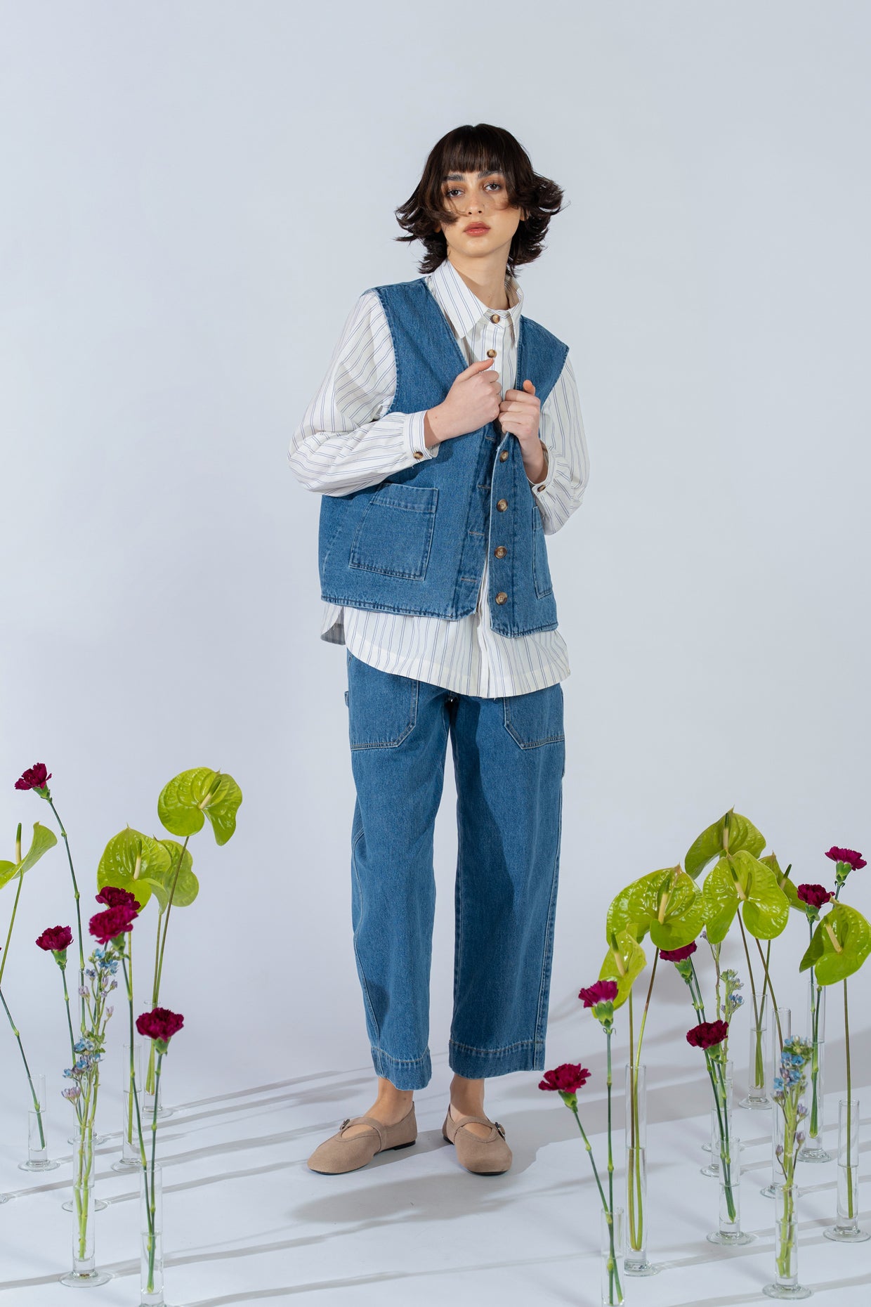 Weste Vega mit Futter – Blaue Jeans Washed