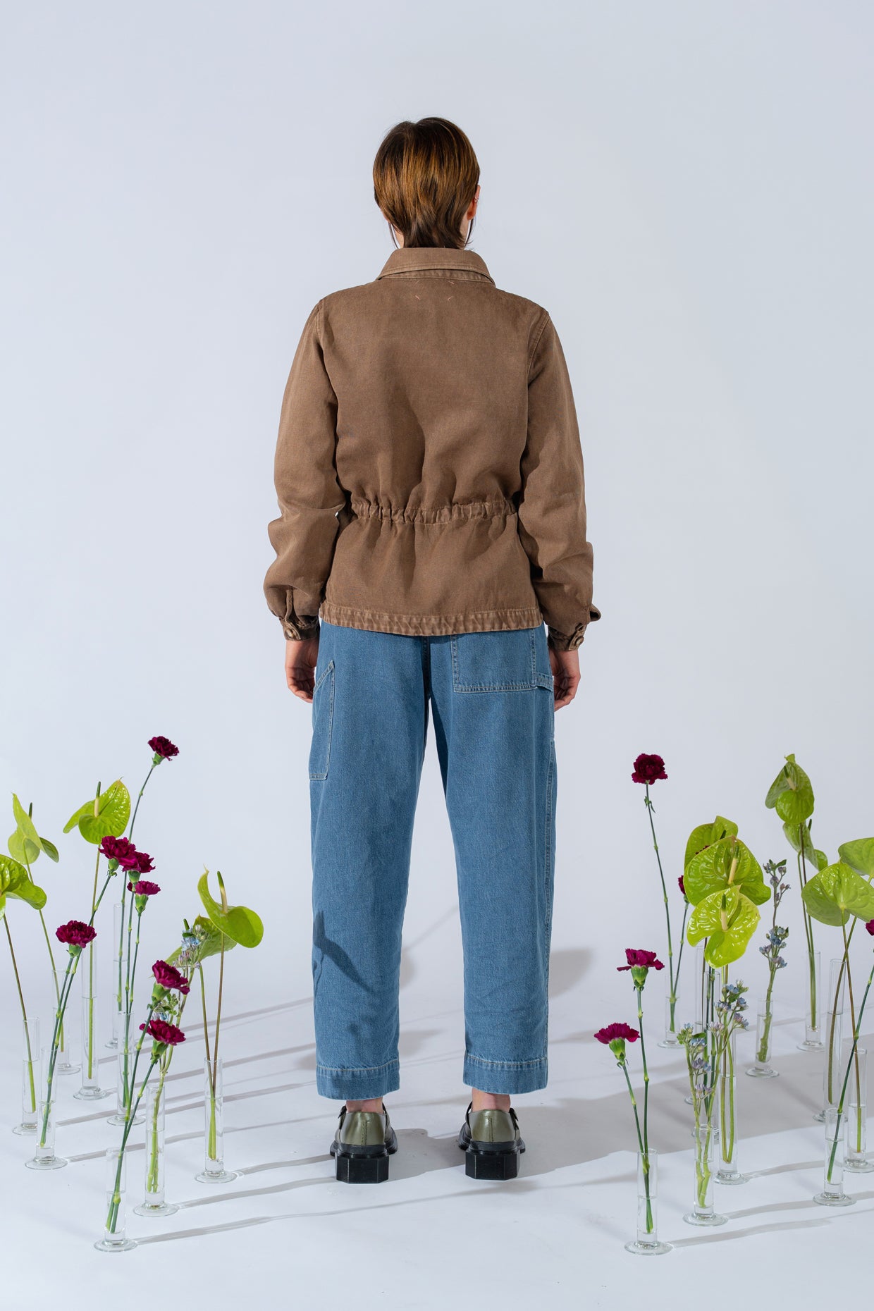 Overshirt Eva mit Kordelzug aus Hanf-Denim – Old Brown