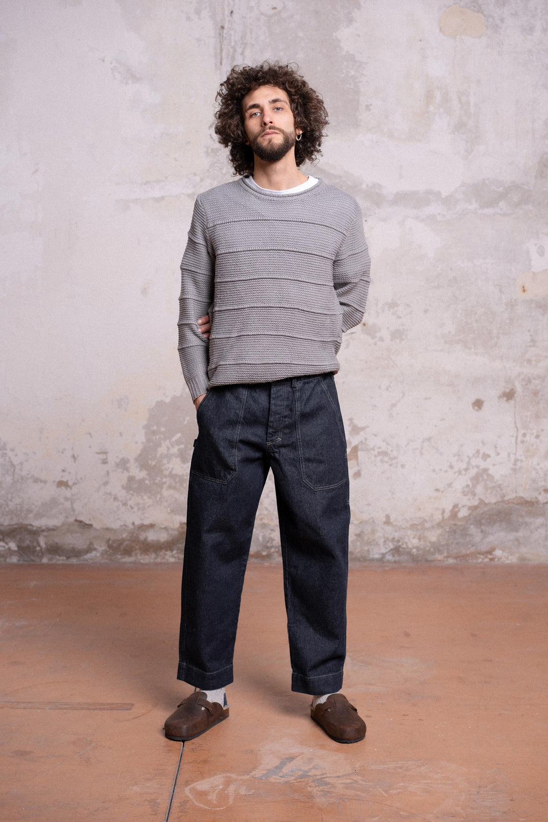 Jeans Risvolto Pantalone Classico Jeans Con Risvolto Cucito Cotone