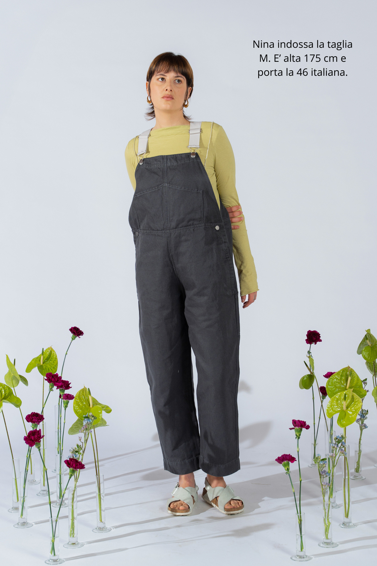 Salopette Apollo donna in denim di Canapa - grigio Ardesia