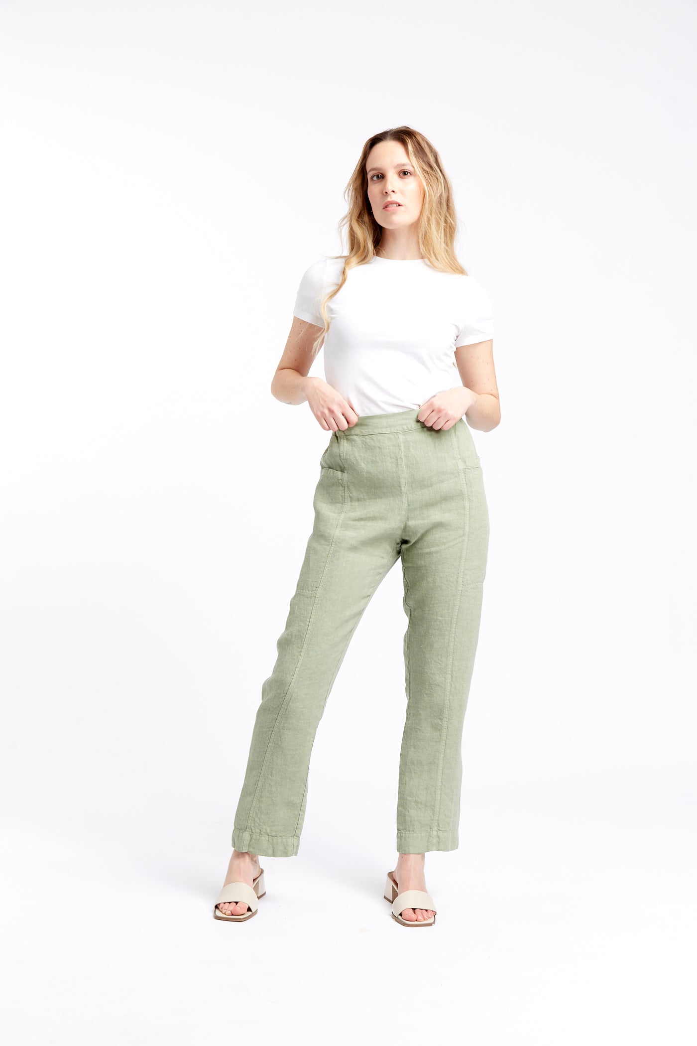 Pantaloni Audrey leggeri in Canapa-Lino - verde Pistacchio