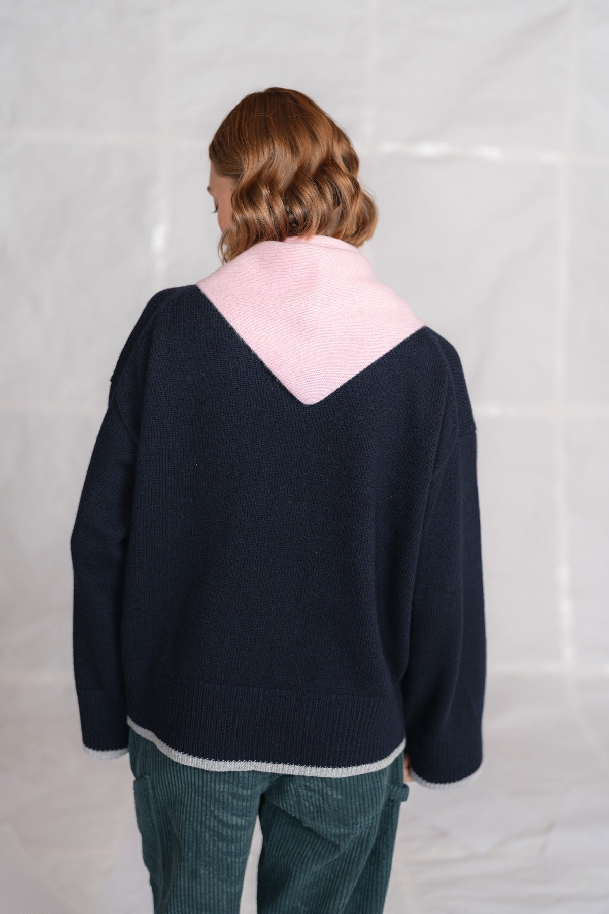 Sciarpa Triangolo in lana e cashmere - rosa Cipria
