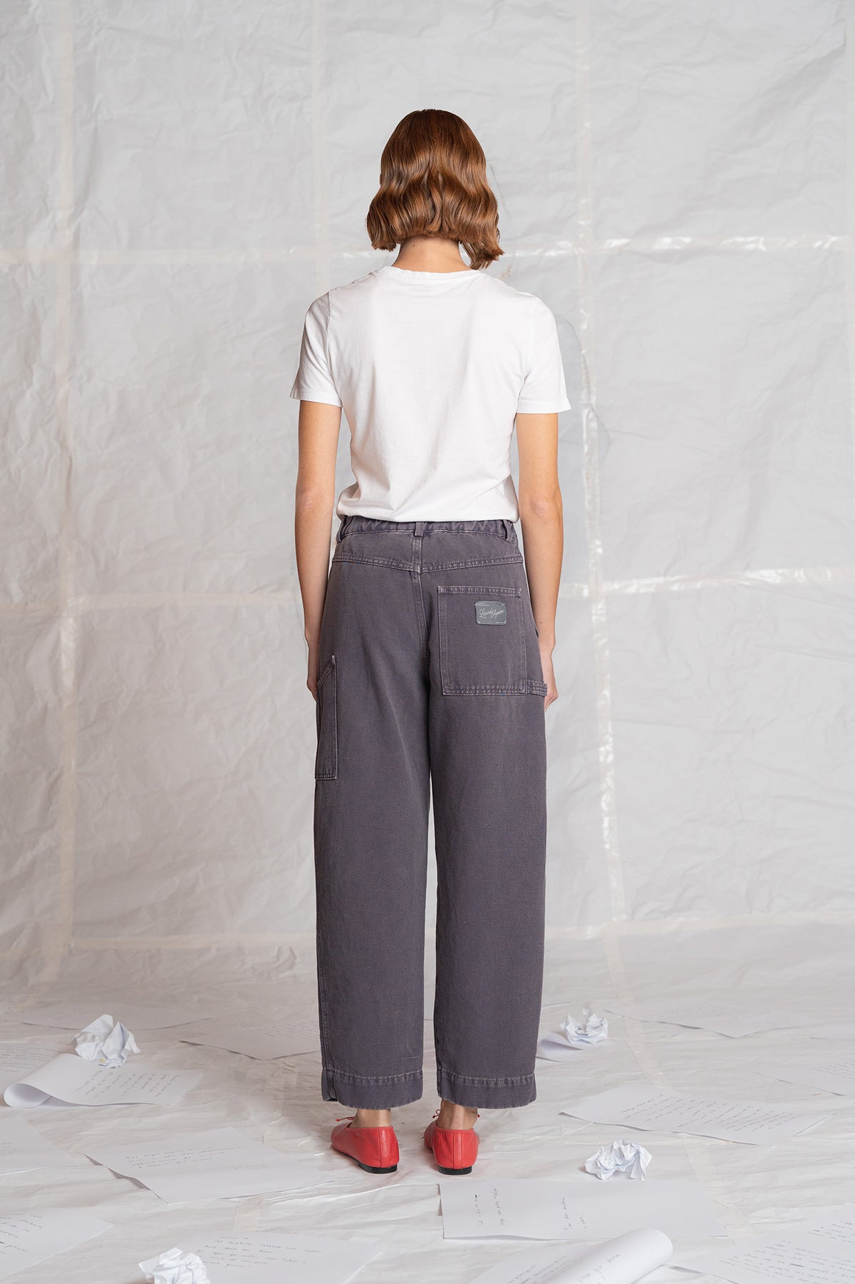 Pantaloni Apollo in denim di canapa con elastico in vita - Malva