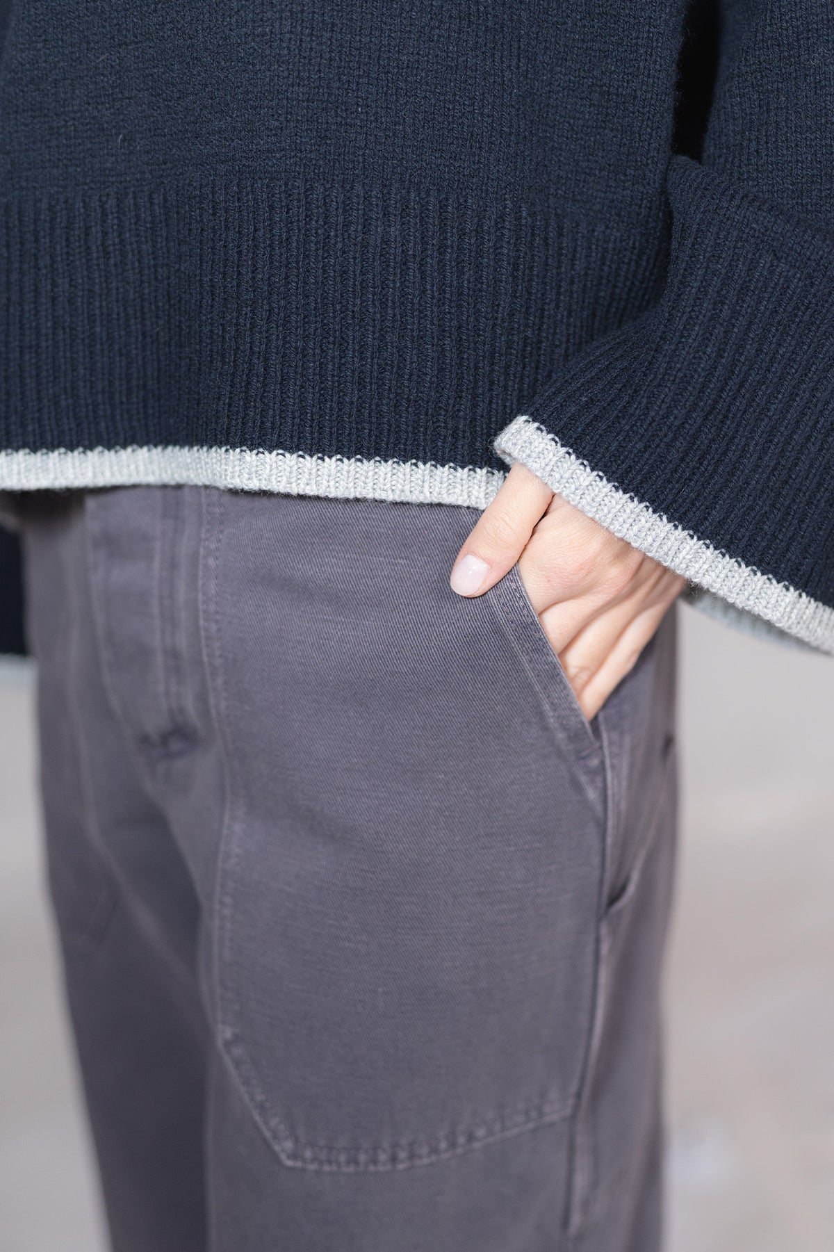 Pantaloni Apollo in denim di canapa con elastico in vita - Malva