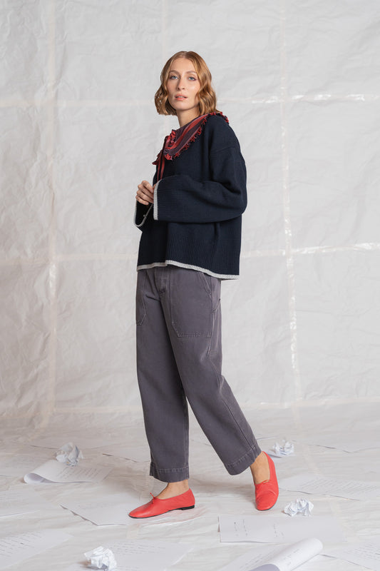 Pantaloni Apollo in denim di canapa con elastico in vita - Malva